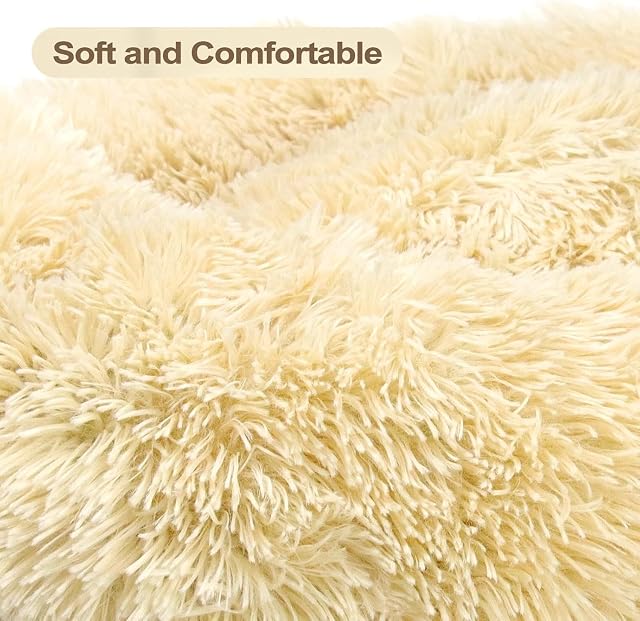 Foto 3 de 6 de DONWEI Cama Redonda Mascotas Beige Felpa 60CM Antiestrés Hogar Lavable