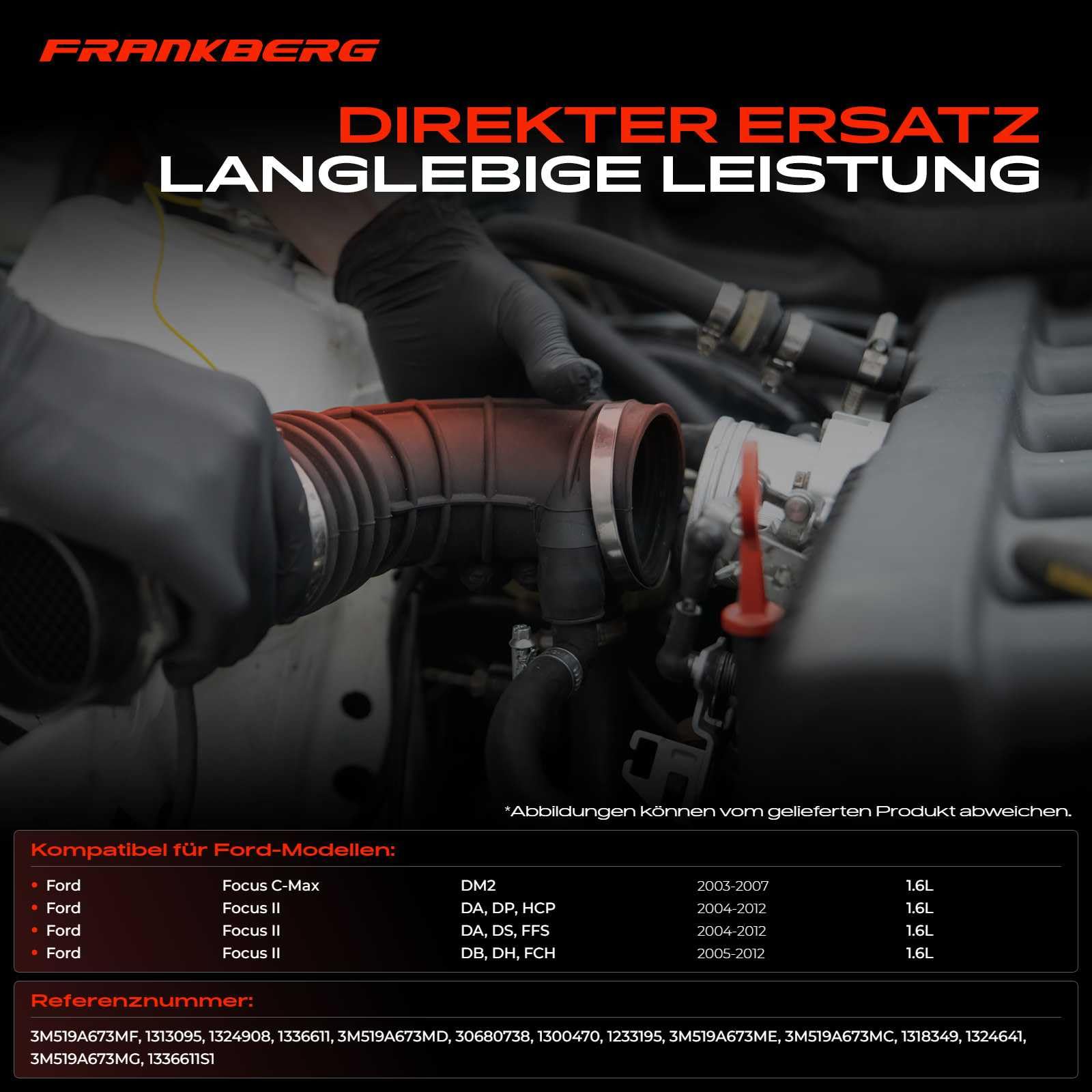 Frankberg Tubo di Aspirazione Aria per Auto Diesel Compatibile con Focus C-Max DM2 Focus II Turnier DA DS FFS Focus II DA DP HCP Replace# 1336611,1324908