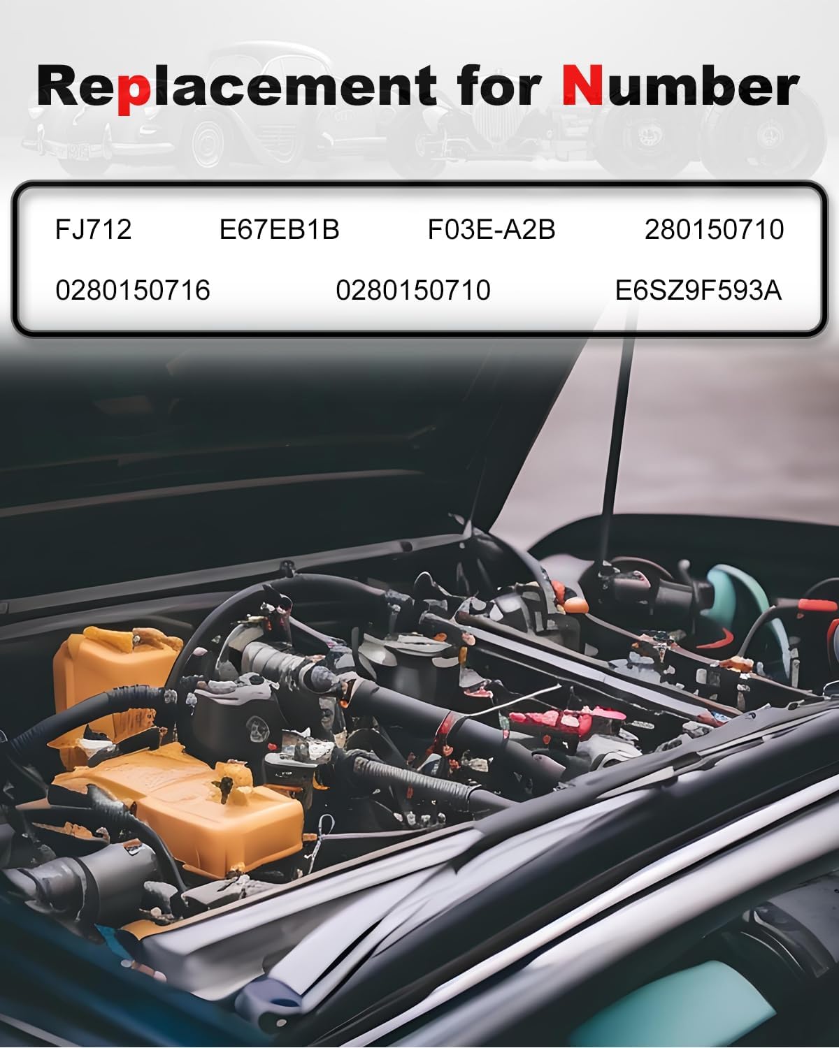 6-Count Fuel Injector Compatible with 1986-2001 Ford, Lincoln, Mazda, Mercury - E-150/250/350, F-150/250/350, B2300/B2500/B3000 - L4 1.9/2.3/2.5L, L6 4.9L, V6 2.9/3.0/3.8L, V8 5.0/5.8/7.5L