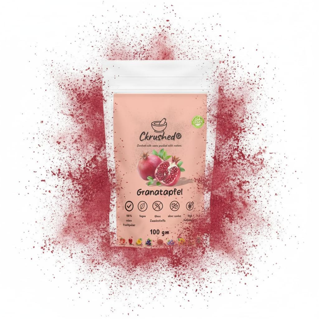 Ckrushed Granatapfel Pulver 100g – Gefriergetrocknetes Granatapfelpulver – Natürlich reich an Polyphenolen & Vitamin C – Für Smoothies, Bowls, Gesicht & Haarpflege – Ohne Zusätze – Vegan