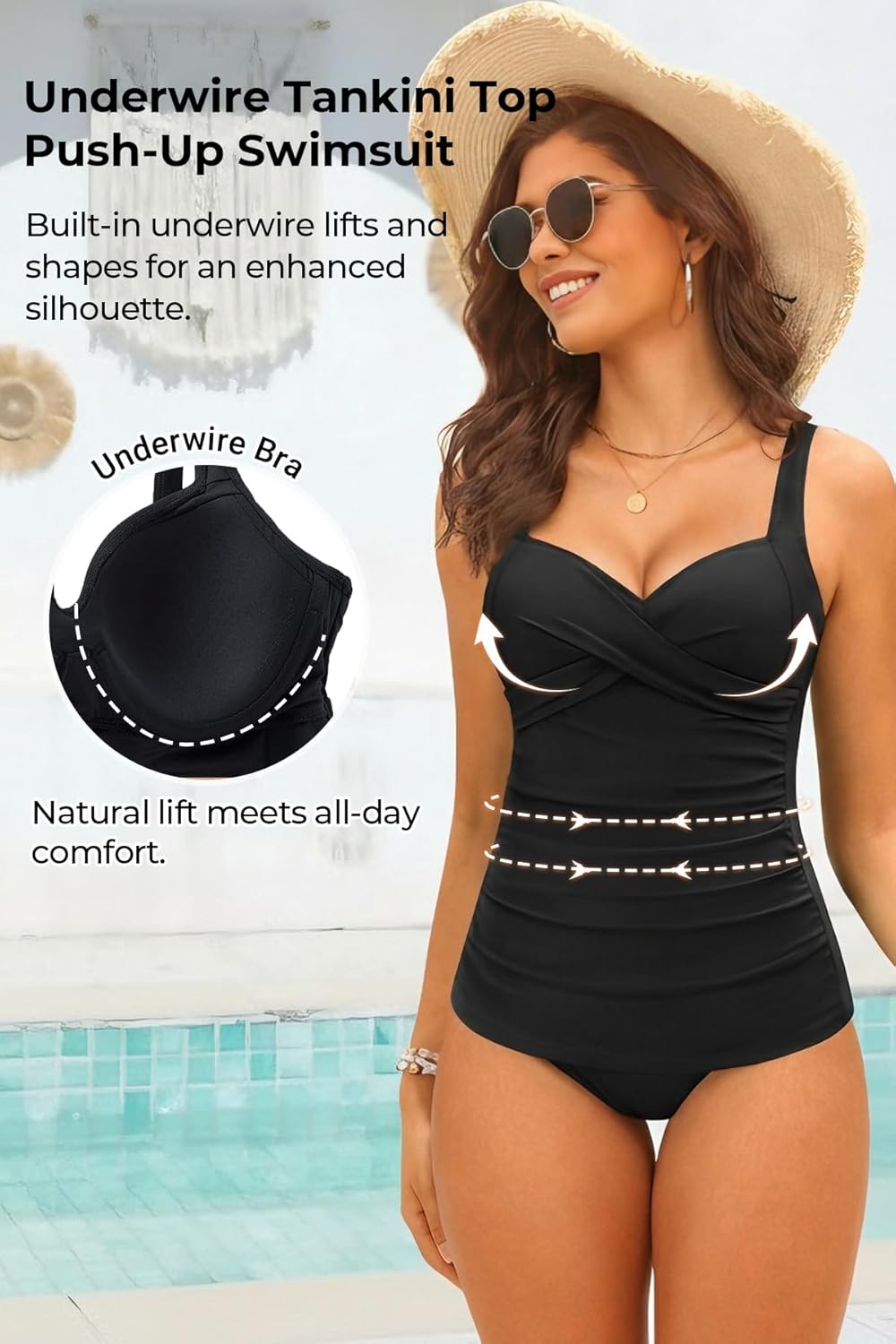 Women's Underwire Tankini Top Only - Tummy Control Bathing Suit Top No Bottom 2025 - Image 3