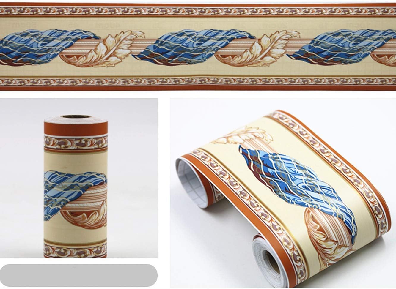 Amhao Oval Pattern Decorative Wallpaper Border Waterproof PVC for Wall Decor Covering Bedroom Window Kitchen Sticker (Green)