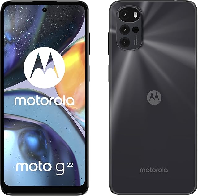 Motorola G22 (XT2231) Dual SIM, 128GB + 4GB, Factory Unlocked GSM, International Version (Fast Car Charger Bundle) - No Warranty - (Black)