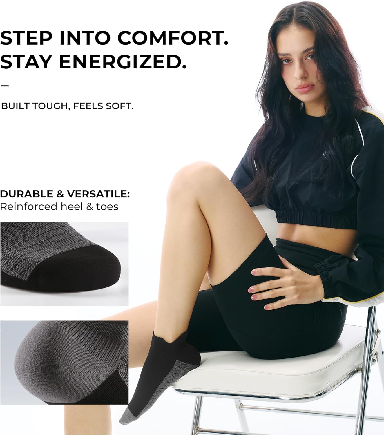 FITRELL Ankle Compression Socks for Women & Men - 5/6 Pairs Cushioned Arch Support Running Socks, Plantar Fasciitis Relief - Image 6