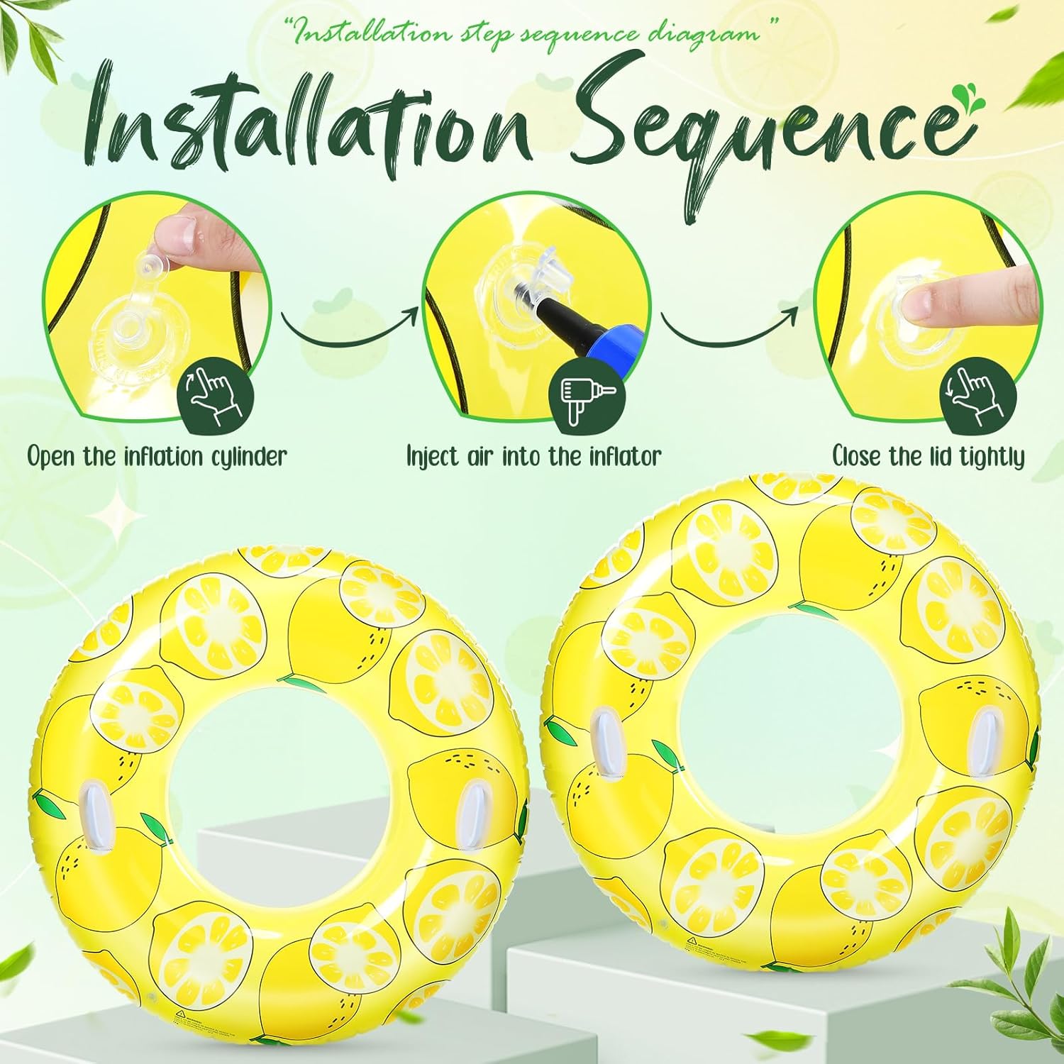 Gemscream 2 Pcs Large Adult Size Pool Ring Floats Swim Ring with Handles 47. 24 Inch Inflatable Swimming Pool Floats Tubes for Adults Teens Beach Summer Lounger Party