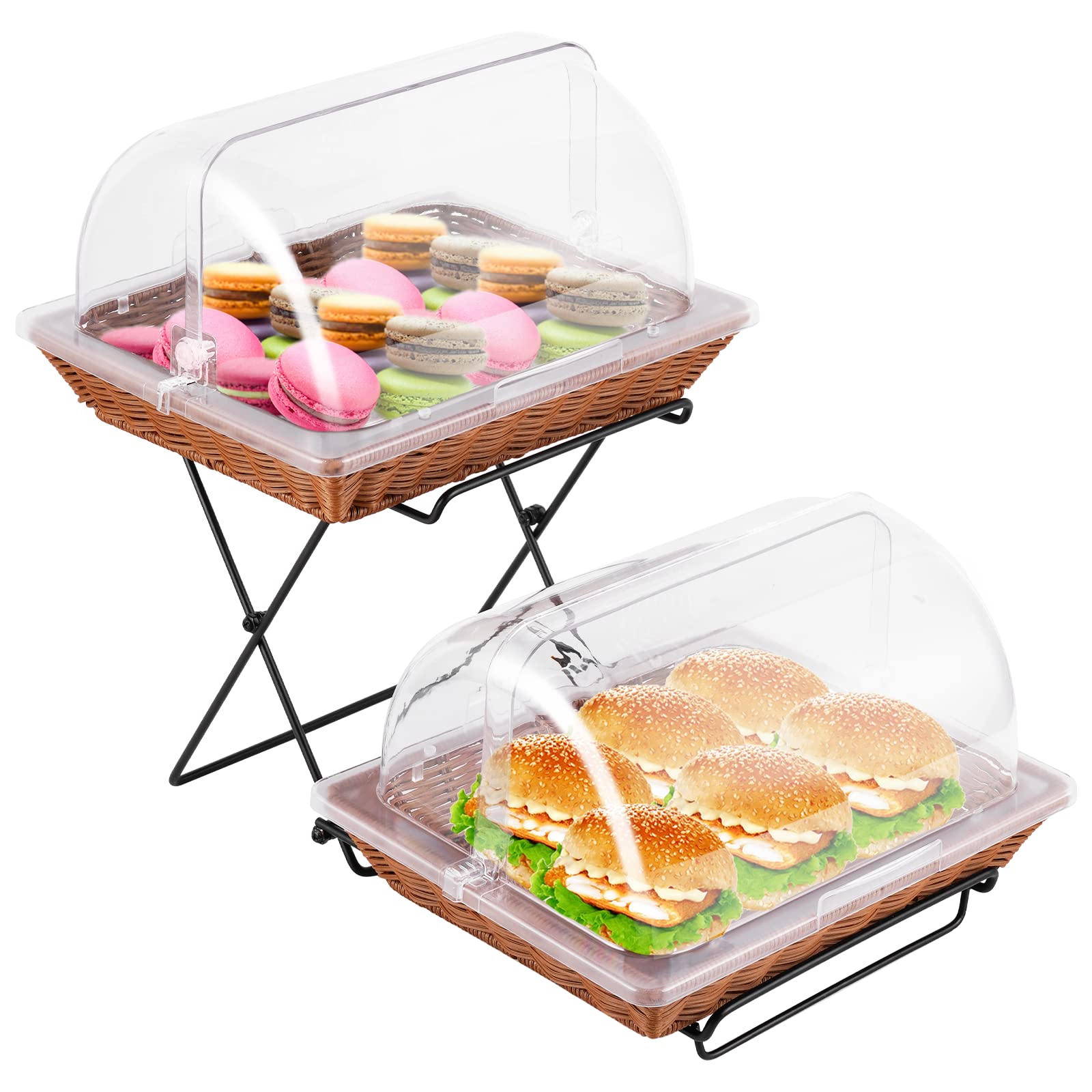 YMJOINMX Countertop Bakery Pastry Display Rack with Basket Dessert