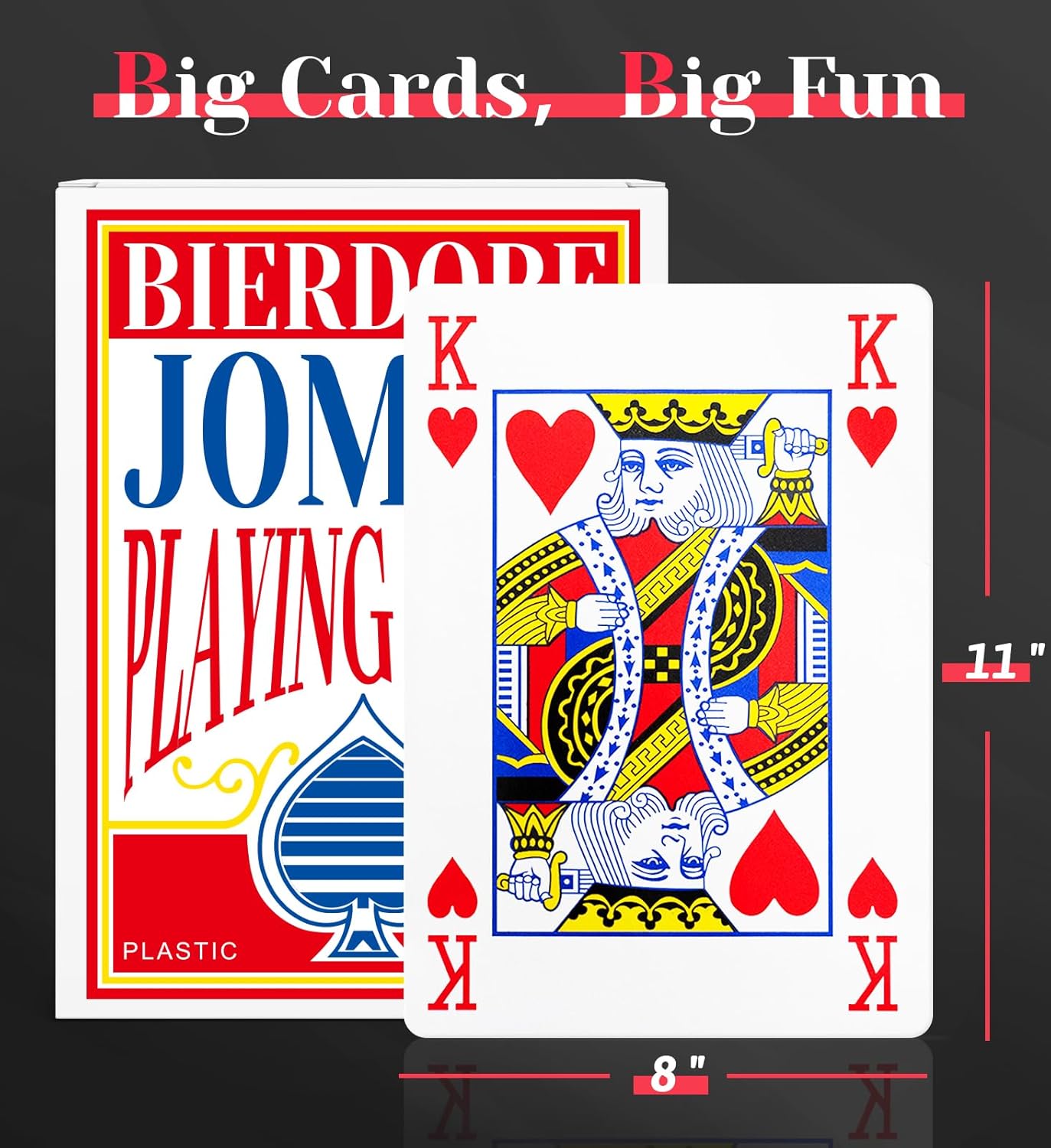 BIERDORF Jumbo Playing Cards 8X11 Inch Giant Deck of Cards Big Card Games Oversized Casino Theme Party Decorations Large Professional Poker Cards for Seniors