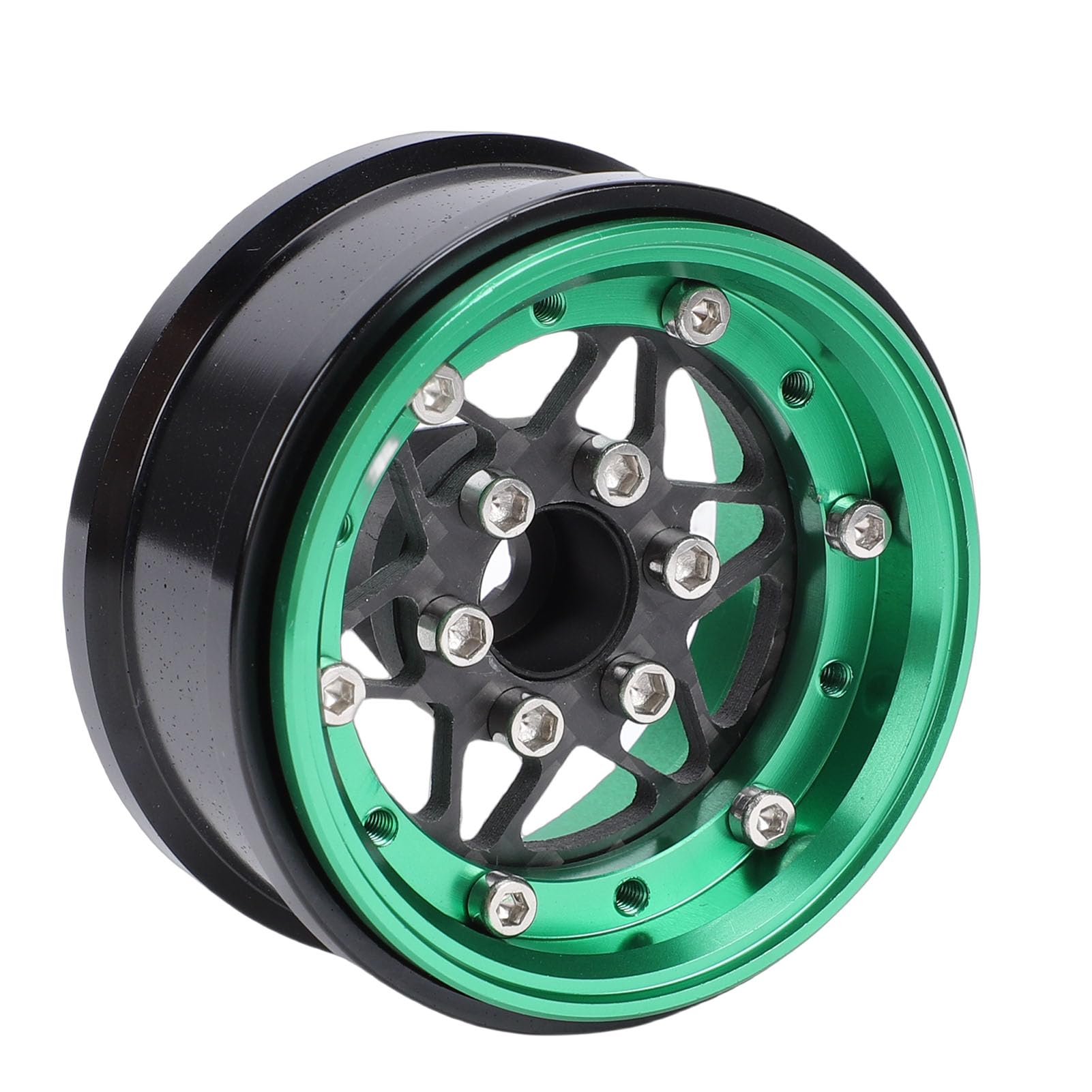 Cryfokt Set di Cerchi RC in Lega di Alluminio Ad Alta Resistenza da 1,9 Pollici Cerchio Leggero per Cingolato 1/10, 4 Pezzi per Axial SCX10, Wraith (GREEN)
