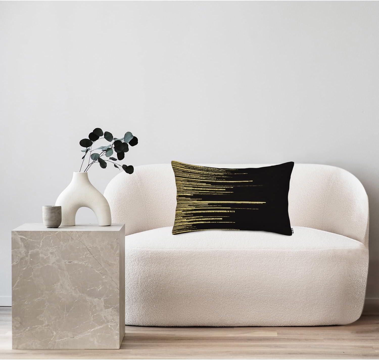 Throw Pillow Case Cushion Cover 20x30 Inches Gold Lines, Decor Pillows Cases for Couch Home Gold Lines Stripes Shine Black Pillow Covers for Sofa Hotel Car Bedroom Polyester - Image 6