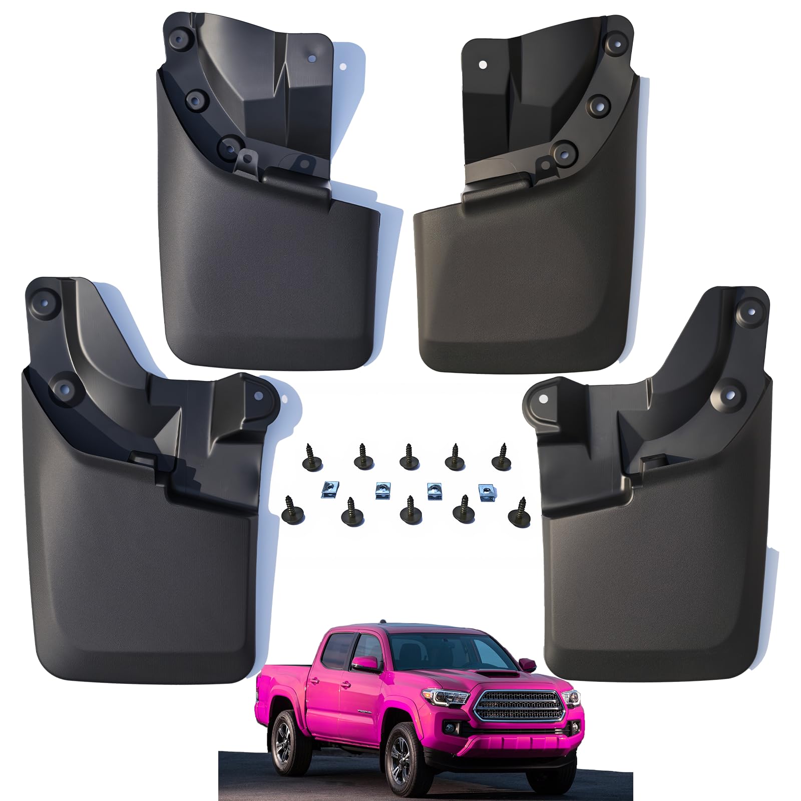YLSCOO Mud Flaps Splash Guards fits 2016-2021 Toyota Tacoma, Mud Guards kit Accessories Vehicle Sediment Protection No Drilling Tire Protector Mud