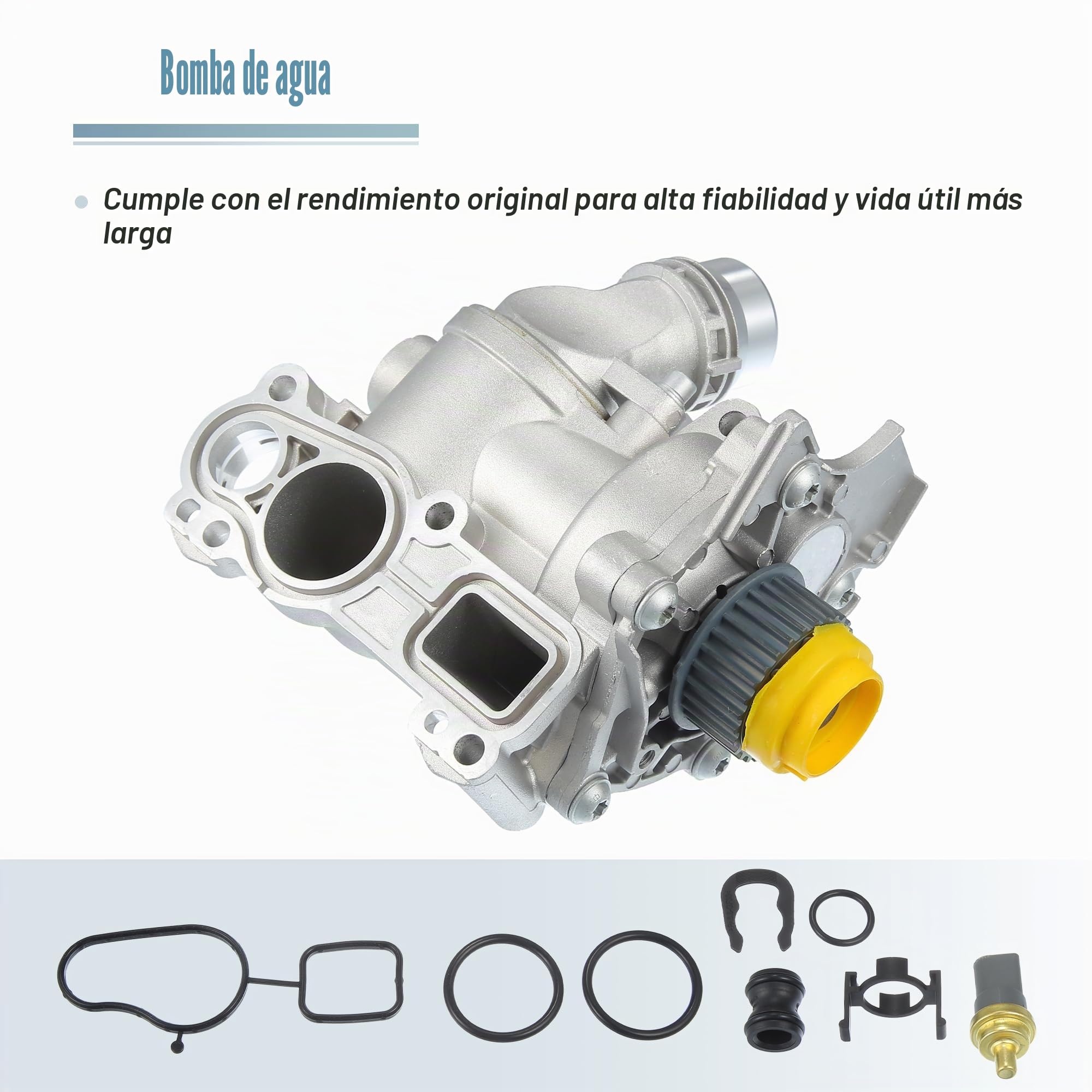 X AUTOHAUX Bomba De Agua De Repuesto Para Audi A4 B8 07-16 1pc | Color Plateado, Material Metal, Tamaño 18.9x17.6x12.6cm, OE 06H121026CF/BA/CQ, Para Audi A4 2007-2016, Para Audi A5 2007-2017