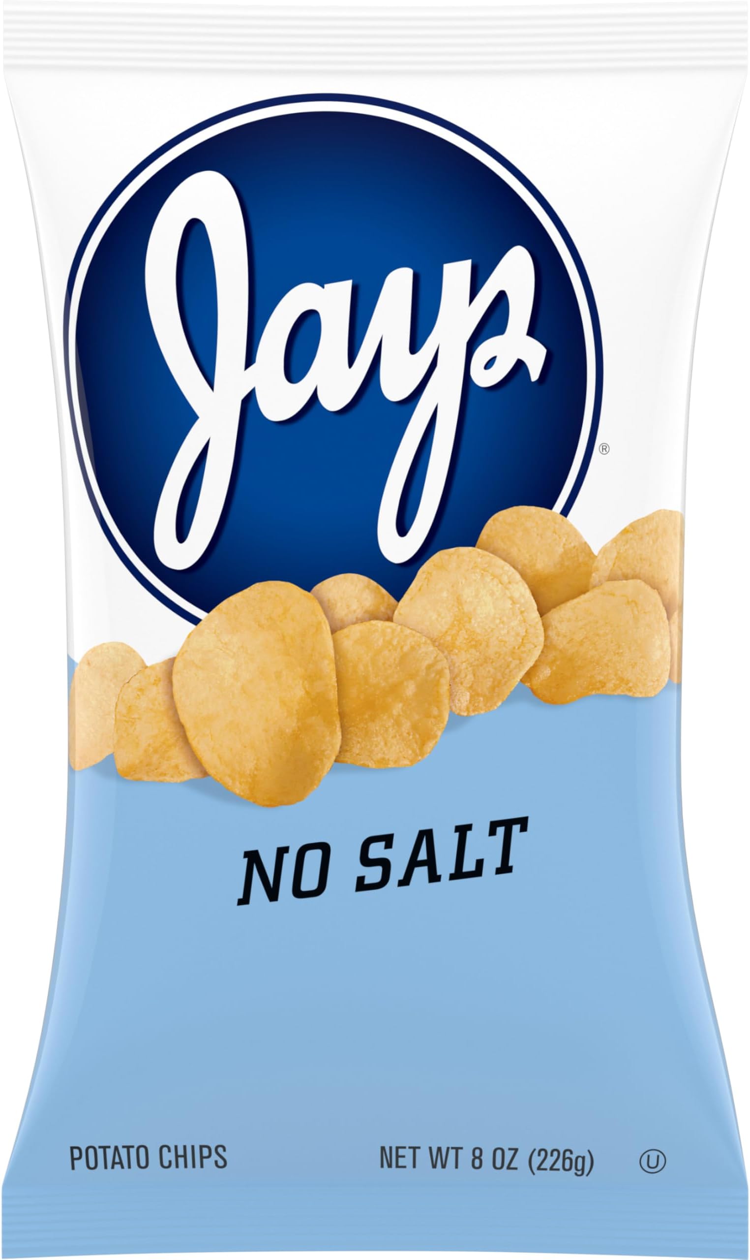 Jays Potato Chips, No Salt, 8 Oz Bag