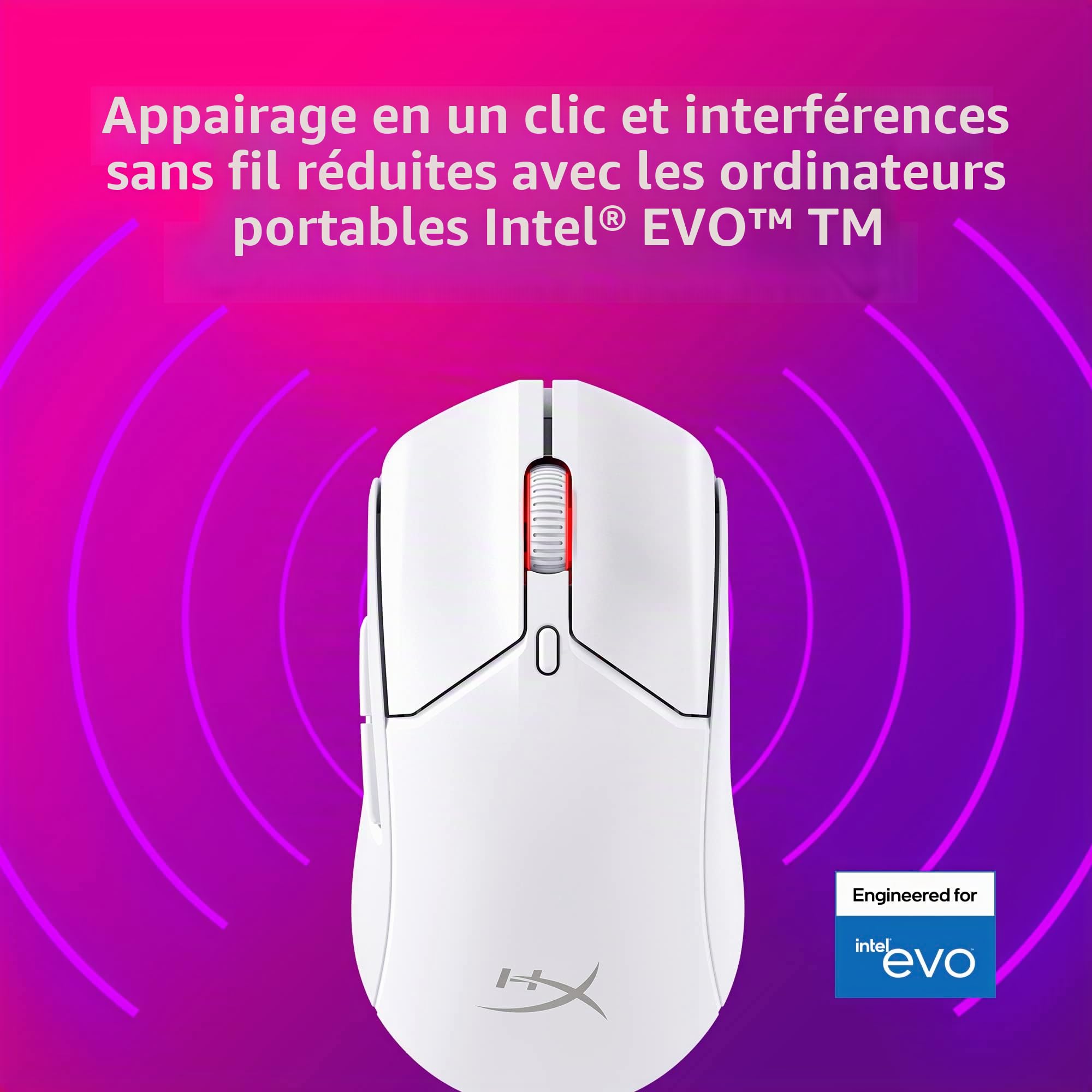 HyperX Pulsefire Haste 2 Wireless, Souris Gaming Sans Fil Ultra Légère 61 g, Capteur HyperX 26K jusqu’à 26 000 DPI, Double Connexion Sans Fil 2.4 GHz et Bluetooth, Autonomie jusqu’à 100h, Noir