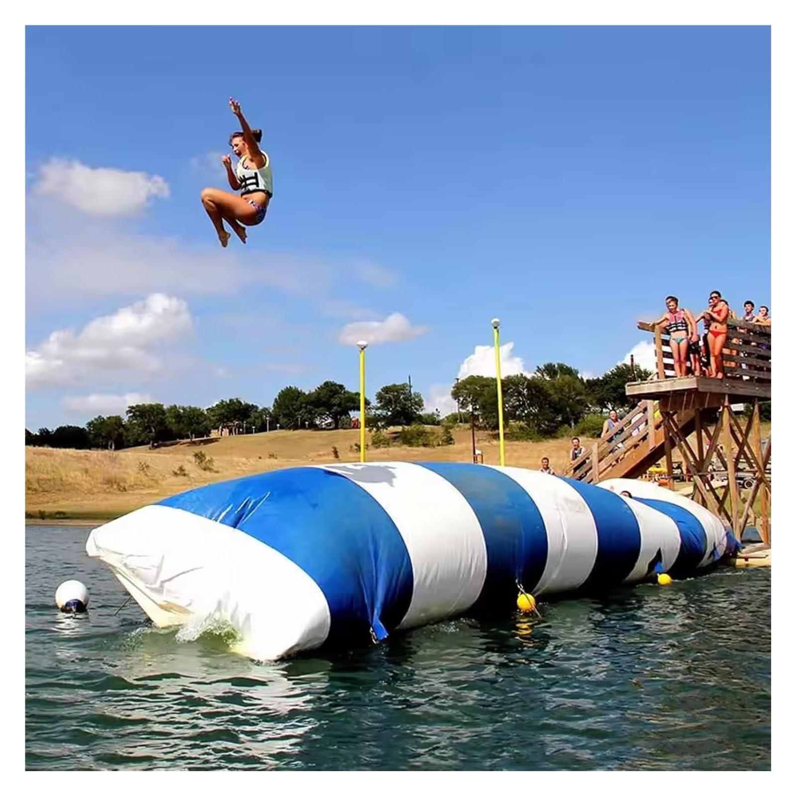 asdchZen Inflatable Water Trampoline for Aquatic Recreation and Family Fun (10 * 19.6ft/3 * 6m)