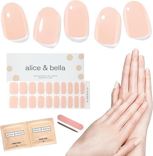 Tiras adhesivas de gel para uñas, color rosa nude, kit de calcomanías UV de gel semicurado