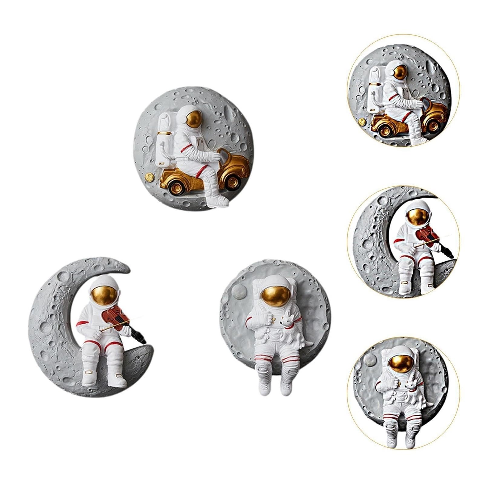 KUKUUU 3 figuras de astronauta montadas en la pared, bonitos adornos de espacio, oficina, hotel, bar, decoración