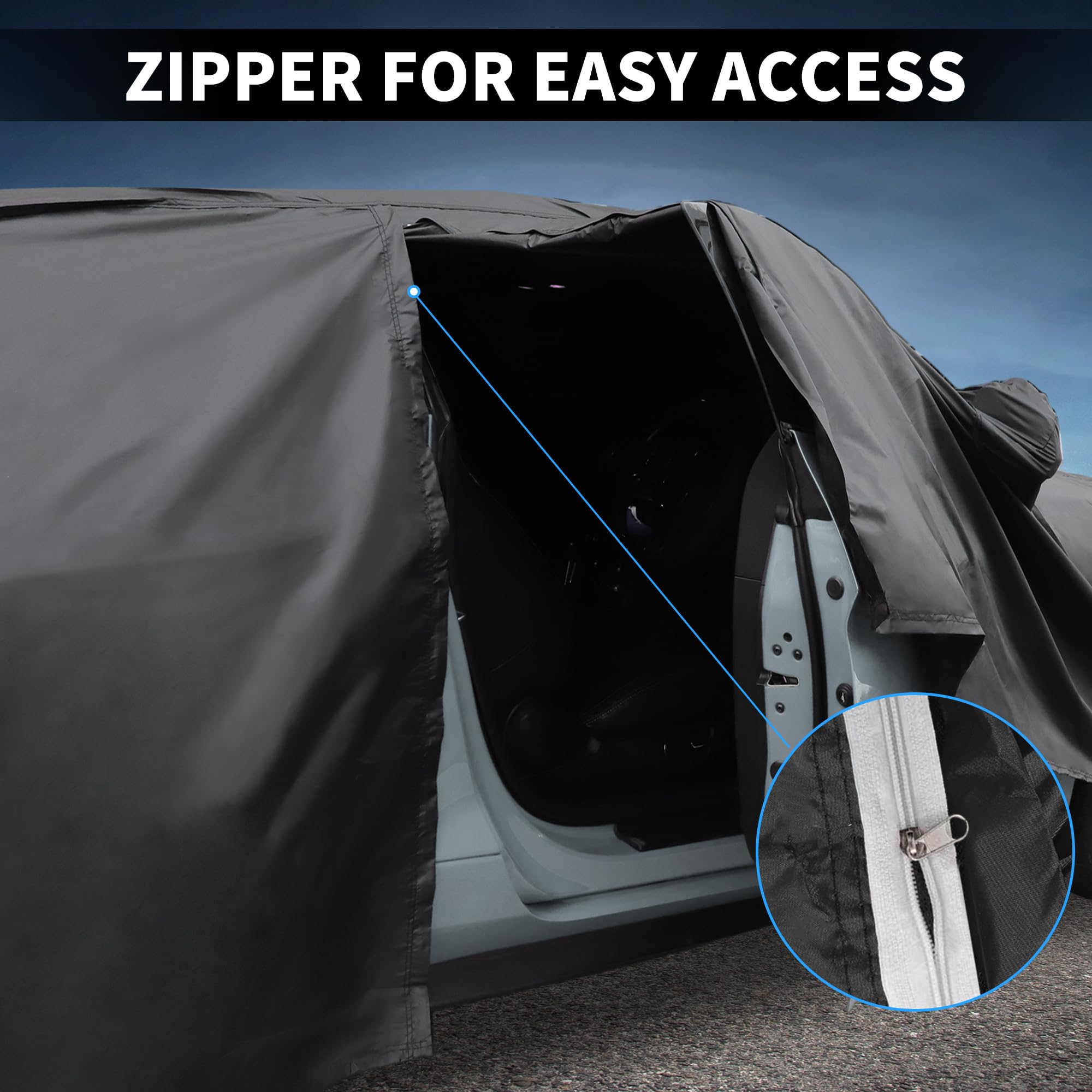 A ABSOPRO Funda De Coche para VW T-Cross 2018-2024 1Pc Negro Impermeable | Peva, Algodón Spunlace, Impermeable, A Prueba De Viento, Cremallera, Transpirable, Exterior, Todo Clima