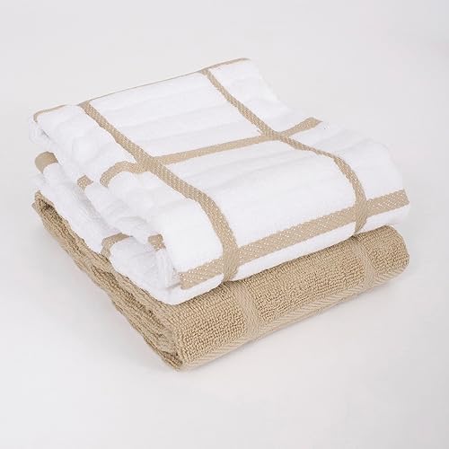 Miniatura 2 de All-Clad Juego de 4 toallas de cocina sólidas y coordinadas, altamente absorbentes, capuchino