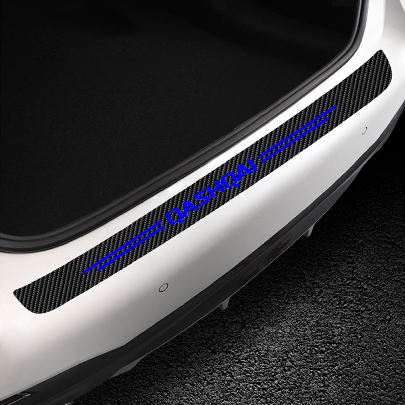 KLHYWEN Car Rear Bumper Protector Strip for Nis-san Qashqai J10 J11, Carbon Fiber Bumper Guards Rear Trunk Sill Plate Scuff Anti-Scratch Cover Decorative Sticker,Blue