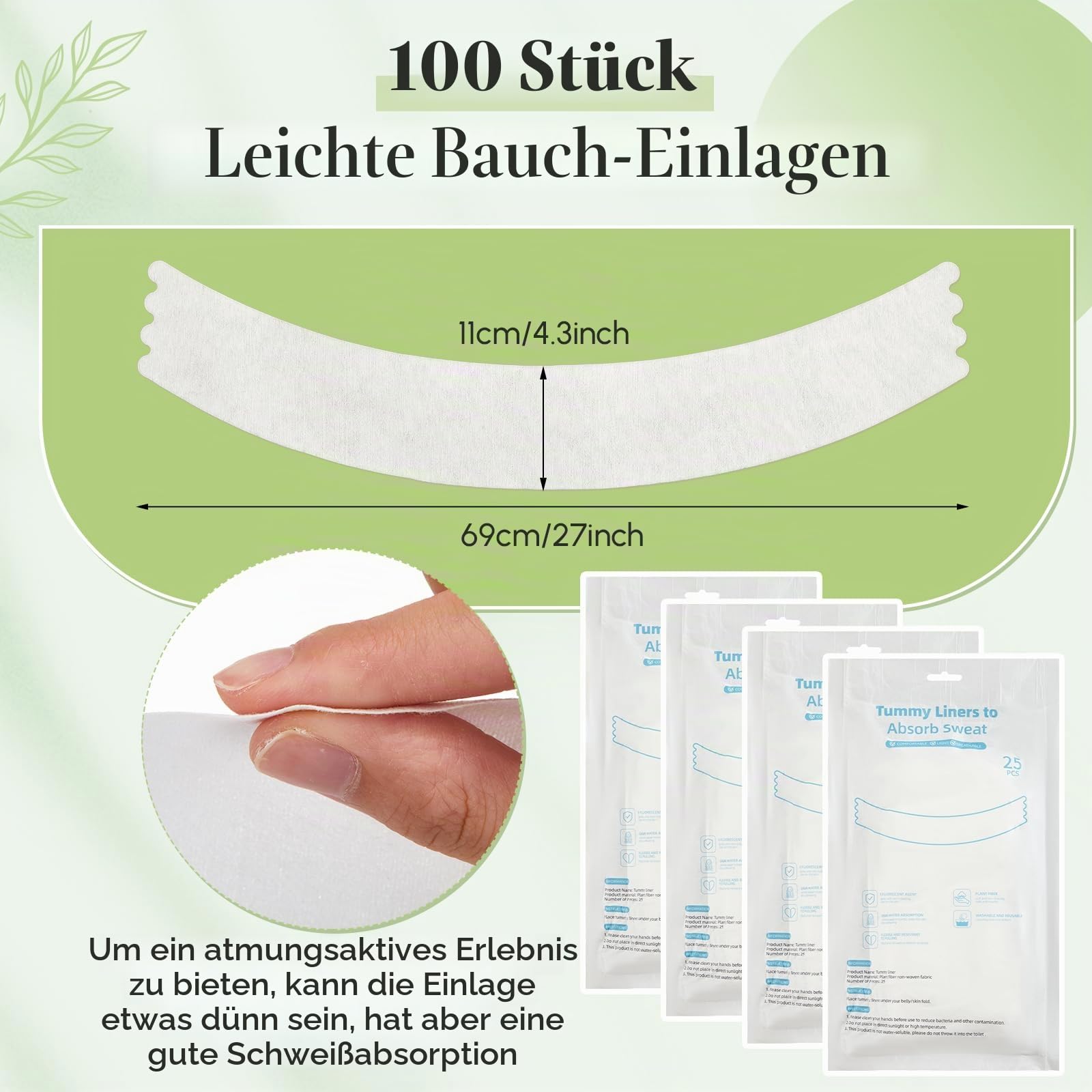Neer Baucheinlage Gegen Schweiß Weiße Bauchliner aus Vliesstoff Übergroße Bauchpolster für Die Haut Bauchfalten Schwitzschutz Schweißeinlagen Bauch