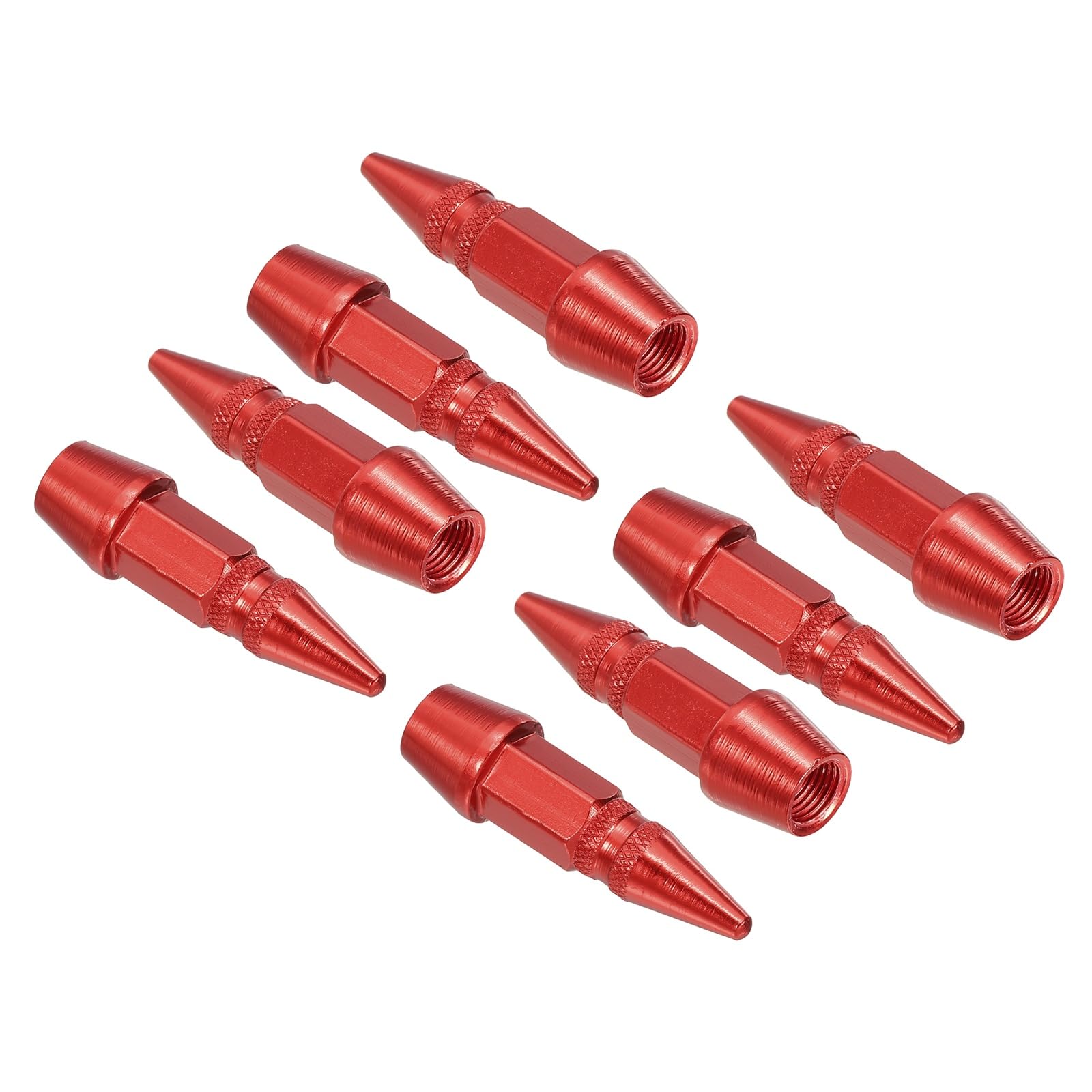 PATIKIL Spiked Shape Tire Valve Stem Caps 45mm, 8 Pcs Aluminum Alloy Car Wheel Valve Cap Universal Dustproof Tire Valve Covers for Car Bike Motorcycle Truck, Red