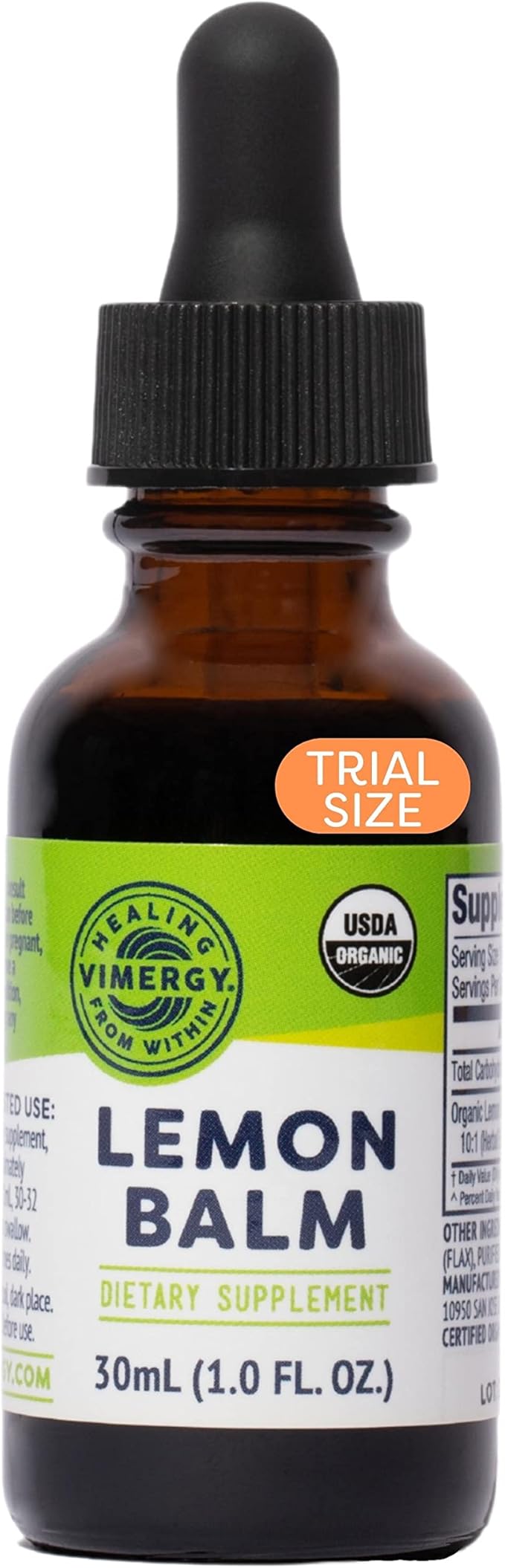 Vimergy USDA Organic Lemon Balm Extract, 30 Servings
