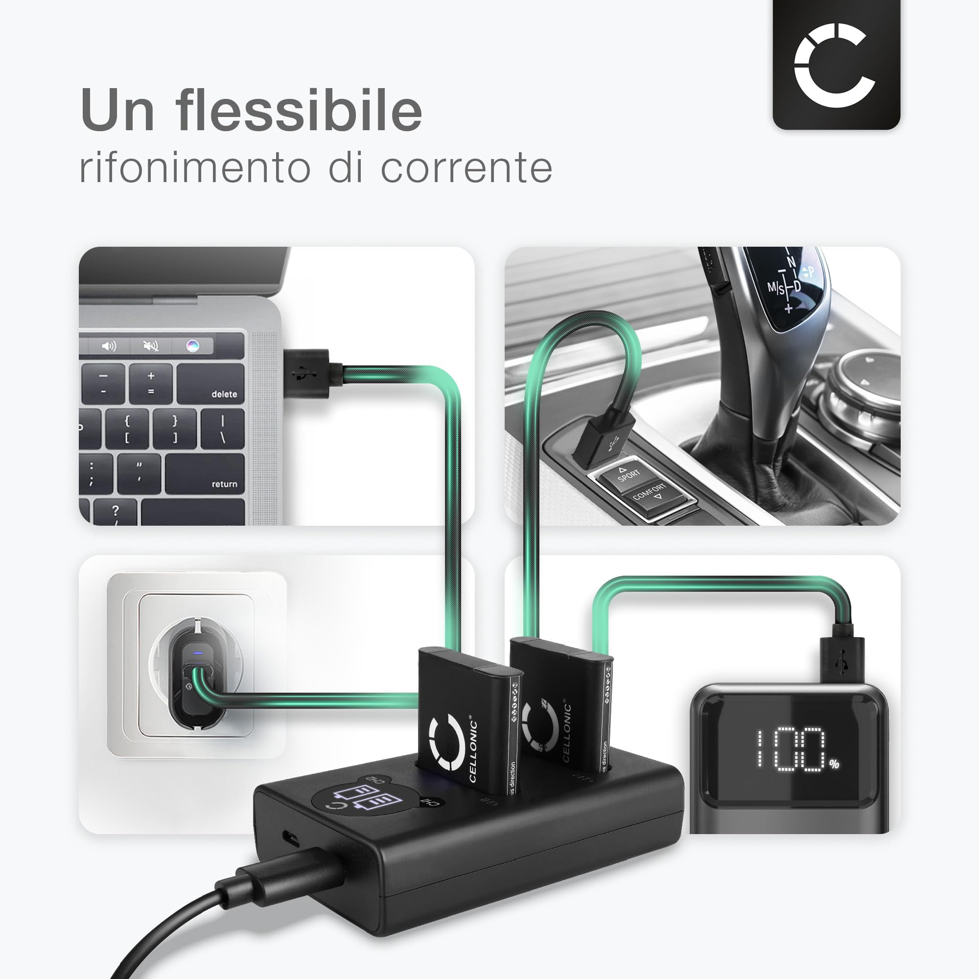 CELLONIC 2x Batteria per Fotocamera Compatibile con Olympus OM System TG-7, Stylus SH-60, Tough TG-Tracker, Li-90B – (1100mAh, 3.6V) + Caricabatterie Doppio