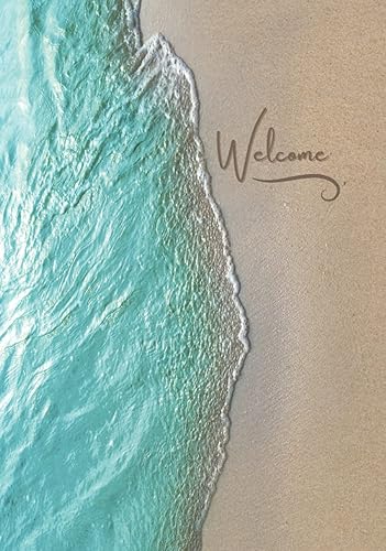 Welcome: Welcome to our Beach House a Hardcover Guest Book for Vacation Homes Beach Condos Coastal Homes Rentals Lodges and Bed and Breakfasts | Teal &amp; Tan Waterline