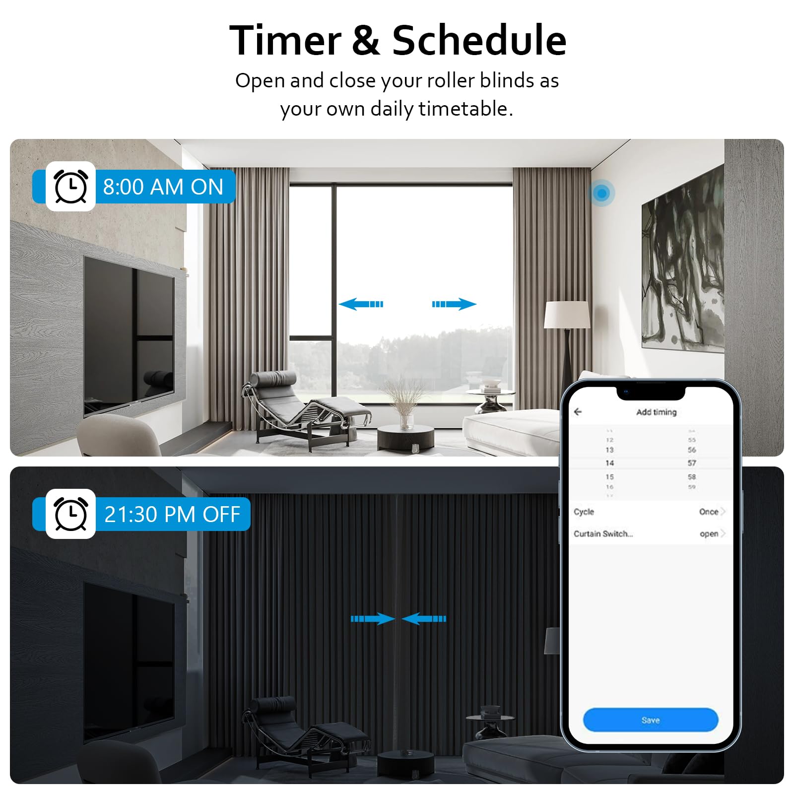 Interruptor Persianas WiFi, Módulo de Persianas Control por Porcentaje | de APP y Voz Compatible con Alexa y Google Home, Relé de Persianas, para Motor Persiana Toldos Cortinas Tublar