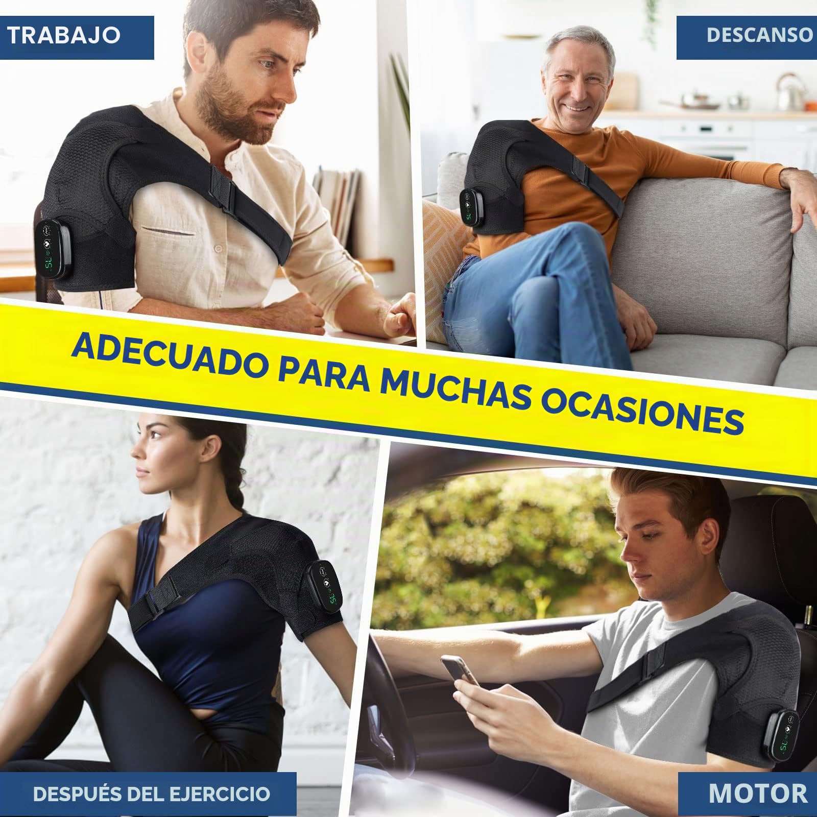 Soporte de Hombro Calentado con Vibración, Correa de Hombro Eléctrica Ajustable y Soporte para el Brazo, Soporte de Hombro para Hombres y Mujeres, Hombro Izquierdo/derecho, Negro
