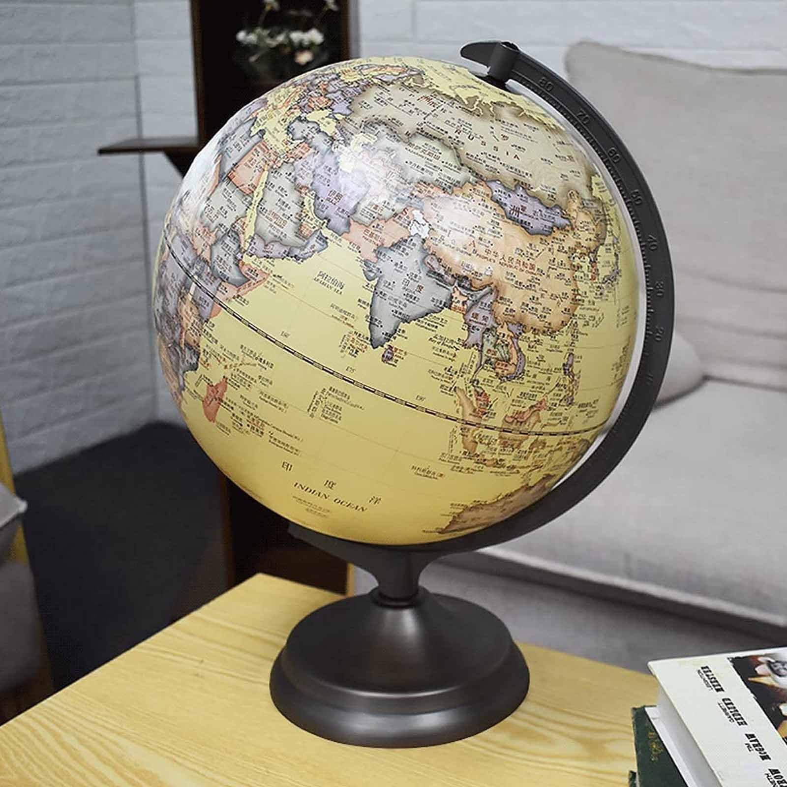 Globo terráqueo de 12 pulgadas, mapa en relieve elevado, luz nocturna recargable con soporte de escala de metal y base, globo con mapa en relieve, decoración del hogar (Size : Blue)