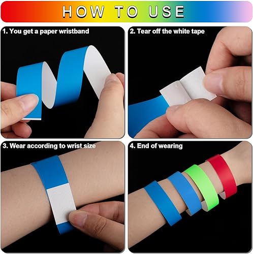 Miniatura 4 de 1200 pulseras de papel de plástico para eventos, color neón, pulseras de identificación de conciertos, pulseras de papel, pulseras de mano para