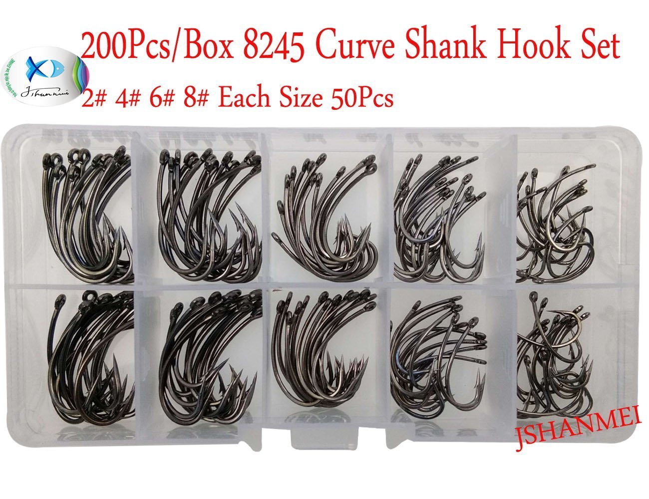 JSHANMEI ®Matte Black Carp Fishing Hook Curve Shank Hooks 8245 Barbed Fishing Hook 3 Sizes Avaiable Advanced Fishing Solutions (4#-50pcs) - Image 3