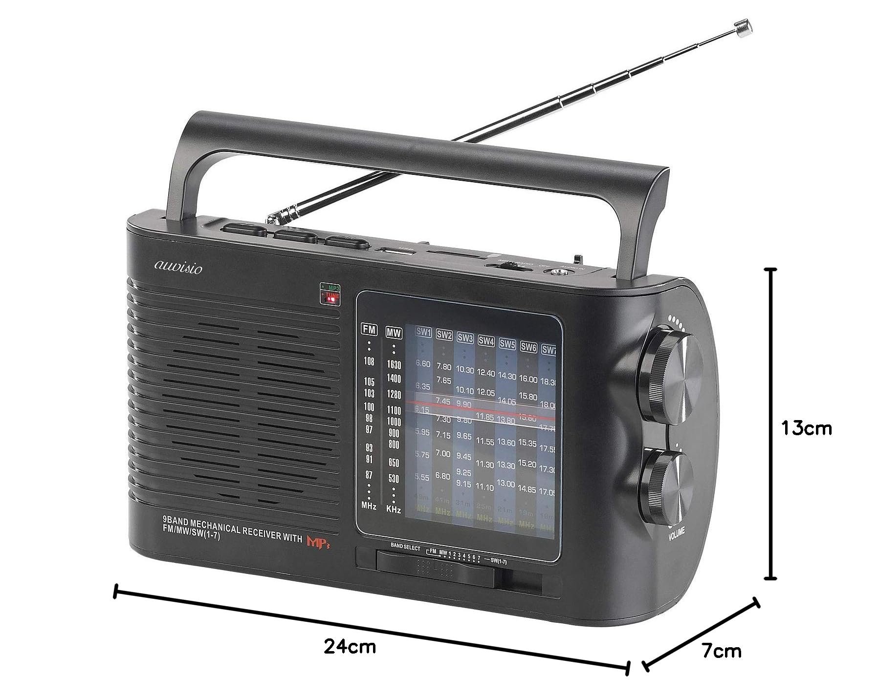 auvisio Analogradio: Analoger 9-Band-Weltempfänger mit Bluetooth, USB, SD, AUX und Akku (Kurzwellen-Radio)
