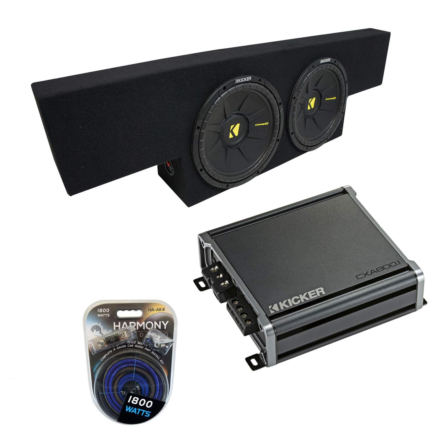Kicker CWCS10 Compatible with Chevy Silverado Non-HD Crew 01-06 Bundle CompC Dual 10