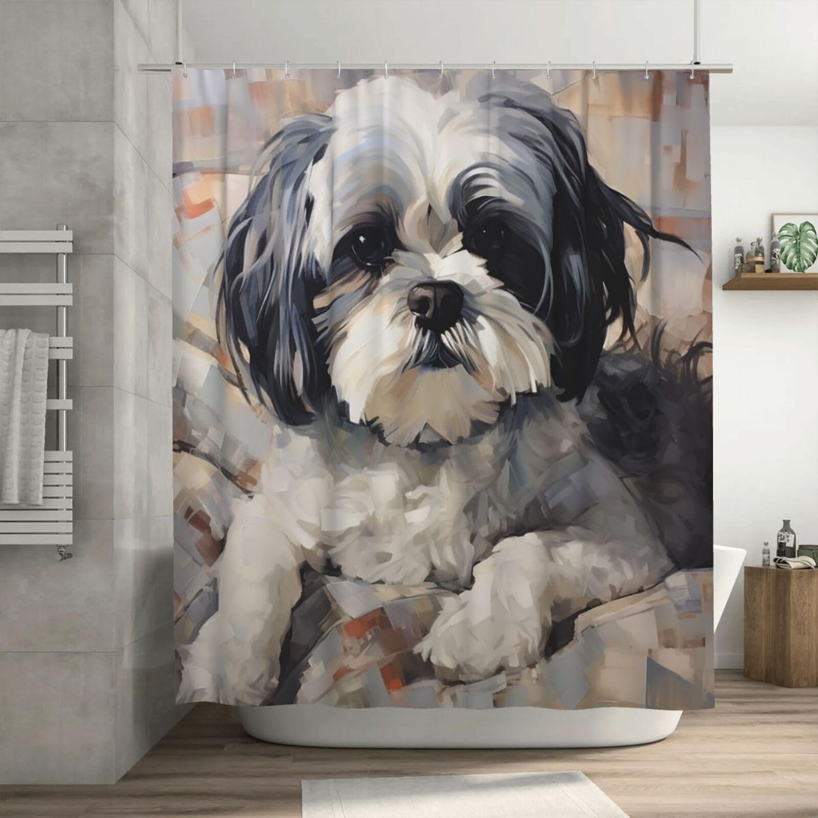 Rideau de douche Shih Tzu en tissu épais haut de gamme 182,9 x 182,9 cm