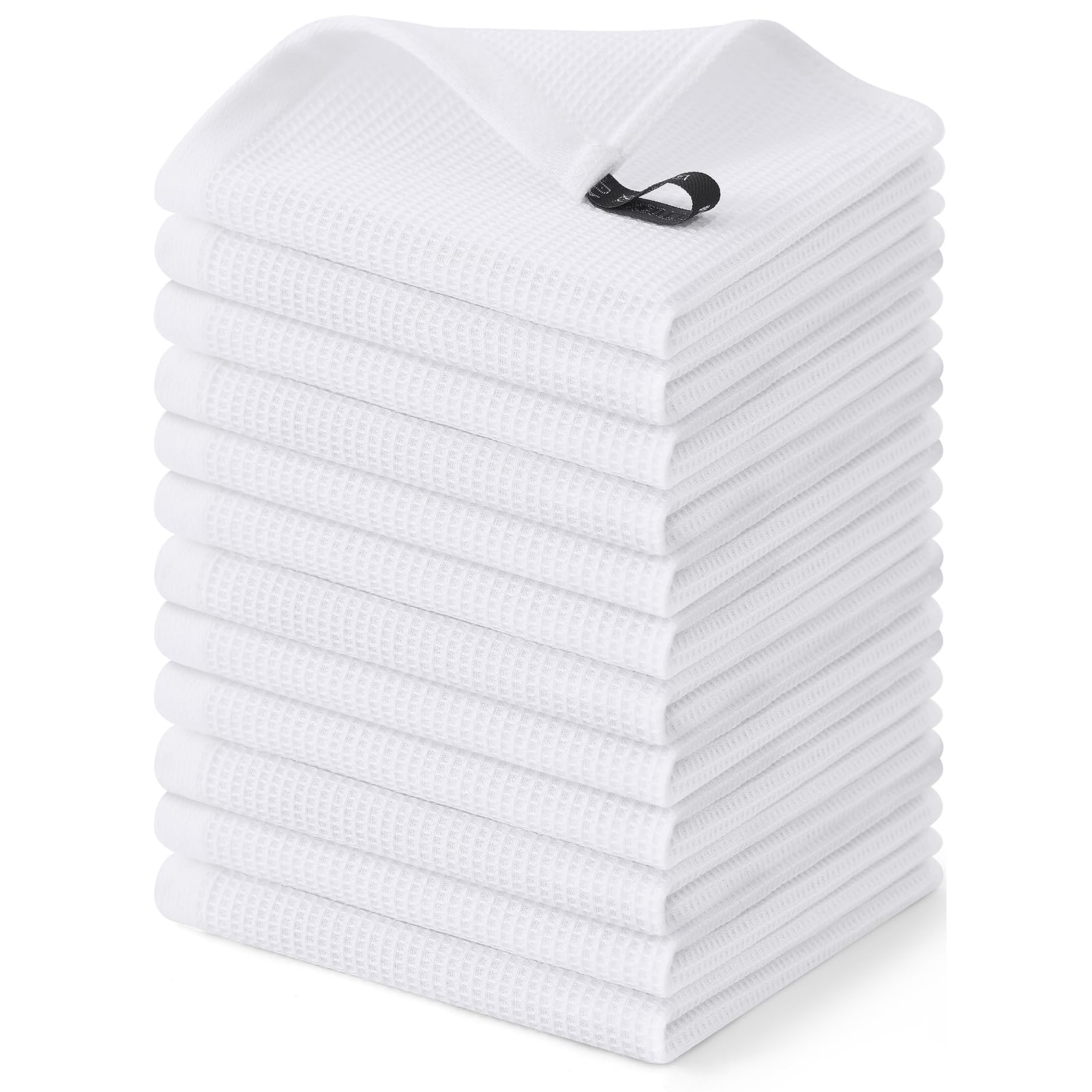 Homaxy 100% Cotton Waffle Weave Dish Cloths - 12 Pack Soft and Absorbent Dish Towels - 12 x 12 Inches Quick Dry Dish Rags - White