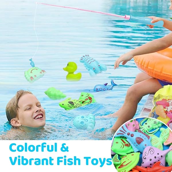 Jouet de Peche Magnétique, 54 Pièces Jouet de Pêche Flottant, Jouet de Bain éducatif, Jeu Peche a La Ligne Enfant, pour Enfant Education Play Set en Plein Air - 4