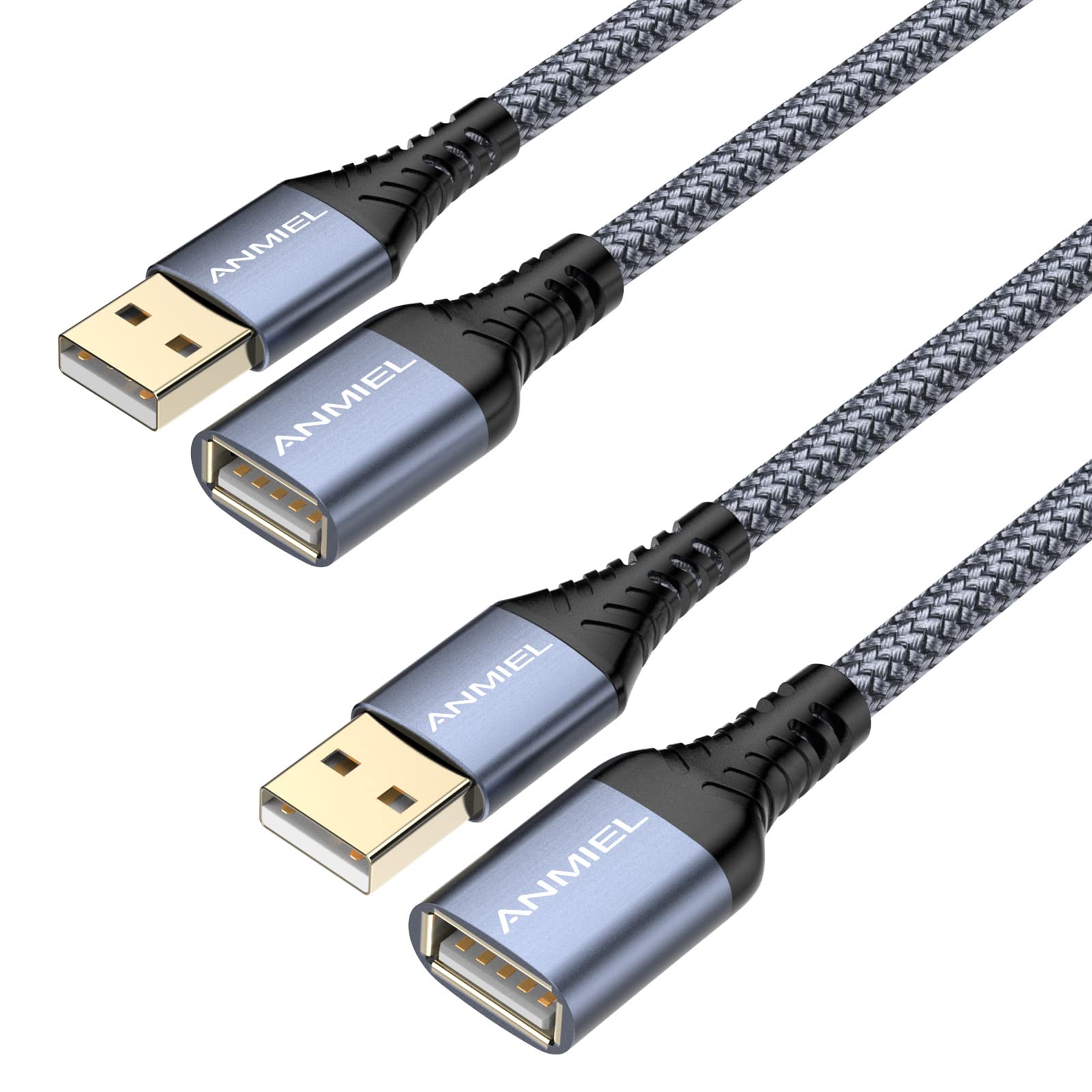 ANMIEL USB-Verlängerungskabel 3m + 3m, A-Stecker Auf Buchse, Langlebiges Material, Datenübertragung, Kompatibel Mit Drucker, Tastatur, Flash-Laufwerk, Festplatte, Playstation, 2 Stück