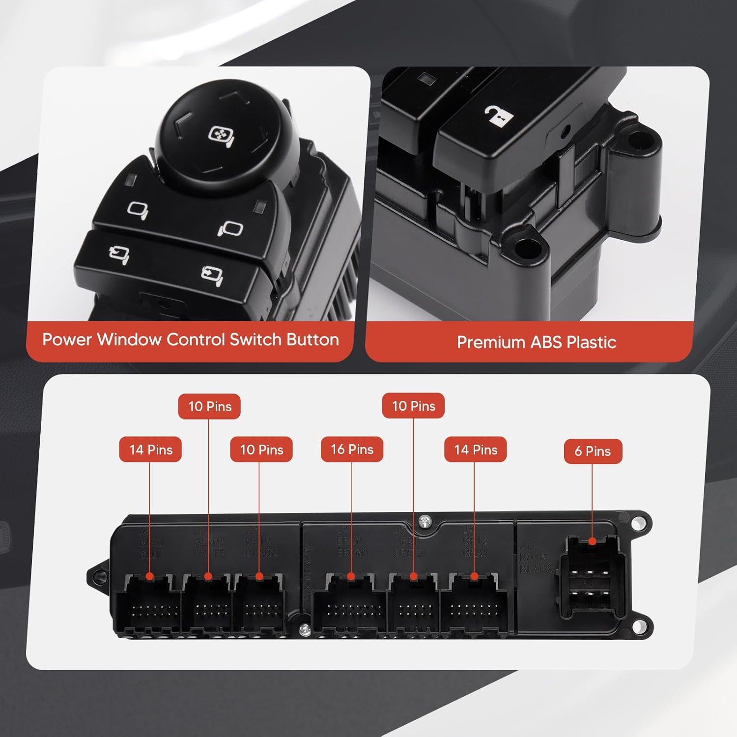 Power Window Control Switch Driver Side Door Lock & Mirror Switch Compatible with Chevrolet Silverado/Avalanche 2007-2013, Suburban/Tahoe/Sierra/Yukon 2007-2014 Replace#20835553