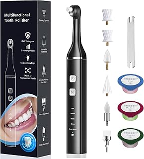Tooth Polisher Plaque Remover for Teeth, Teeth Stain Remover Teeth Cleaning Plaque Stain Removal whitening Yellow Teeth with 5 Modes, Tooth Stain Remover with 5 Heads & 3 Toothpaste