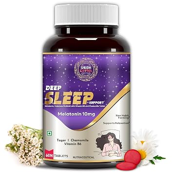 Shudh Kaama Deep Sleep With Melatonin 10mg and Tagar 250mg | Sleeping Aid Pills for Deep And Strong Sleep For Men and Women | Non-Habit Forming & Non-Addictive – 60 Tablets