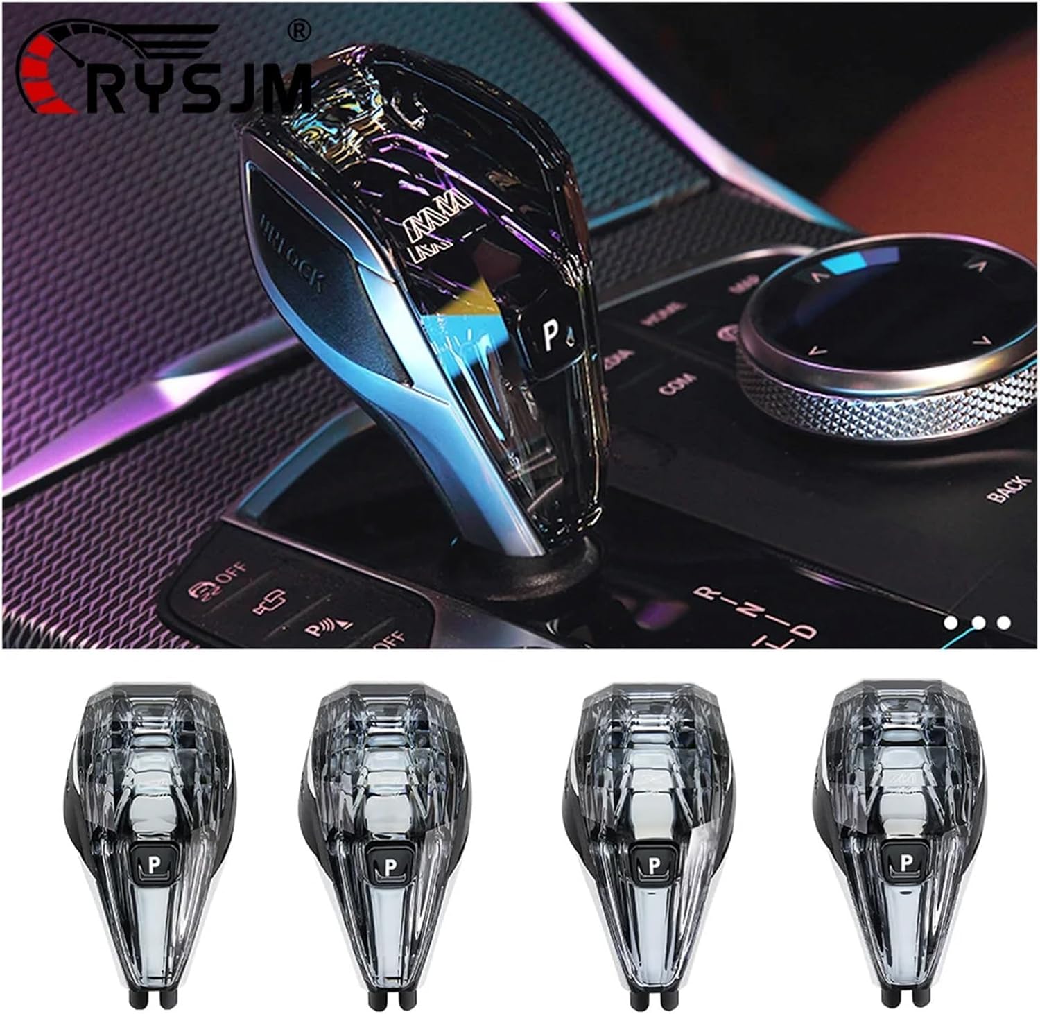 Psychedelic Crystal Gear Handle 3/4-piece Set Crystal Gear Shift Knob Lever 3 4 8 Series X3 X4 X5 X6 X7 Z4 I4 G26 G20 G16 G01(3 Set Mrak M)