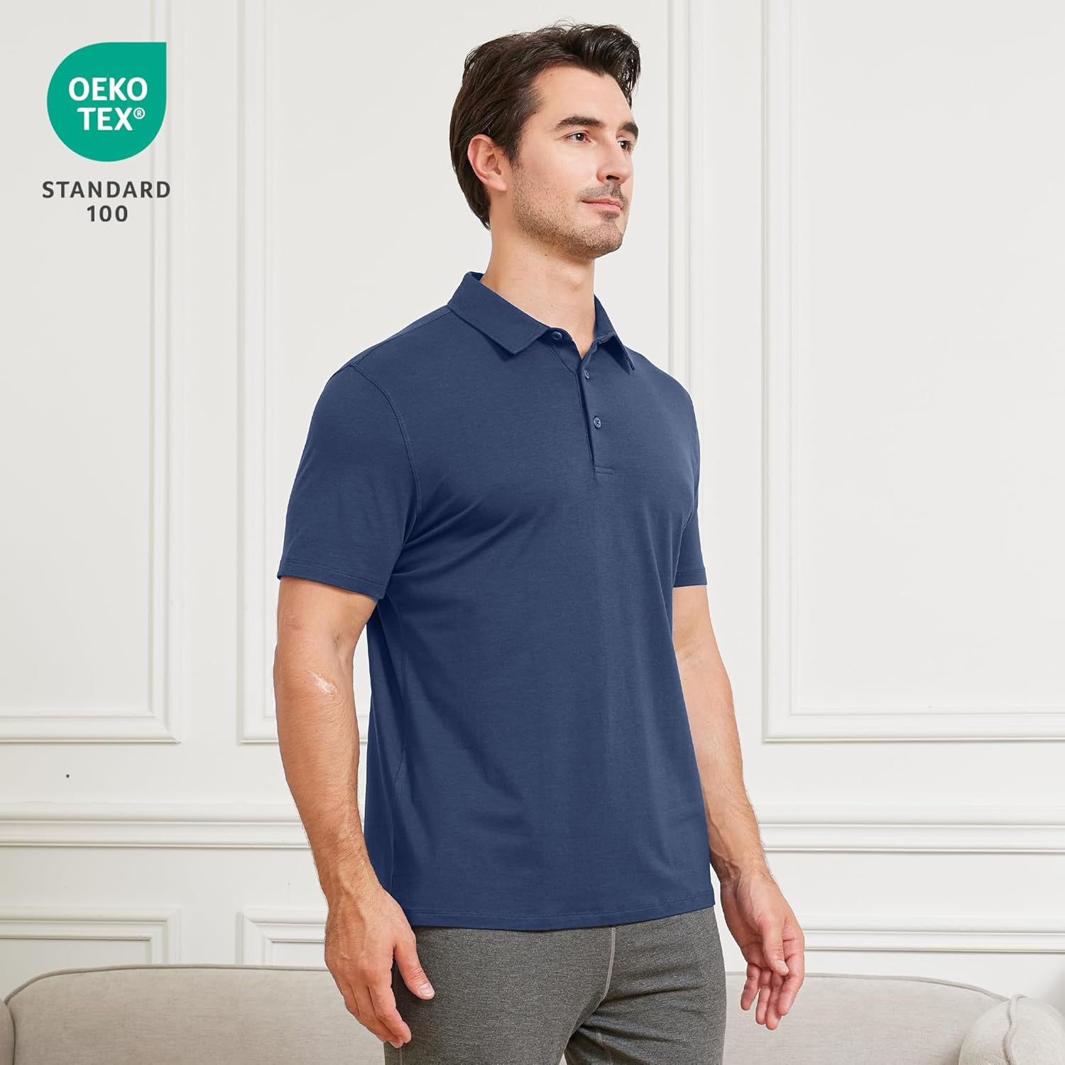 netdraw Mens Ultra Soft Bamboo Viscose Polo Lightweight Cooling Short Sleeve Casual Collared Golf Shirt