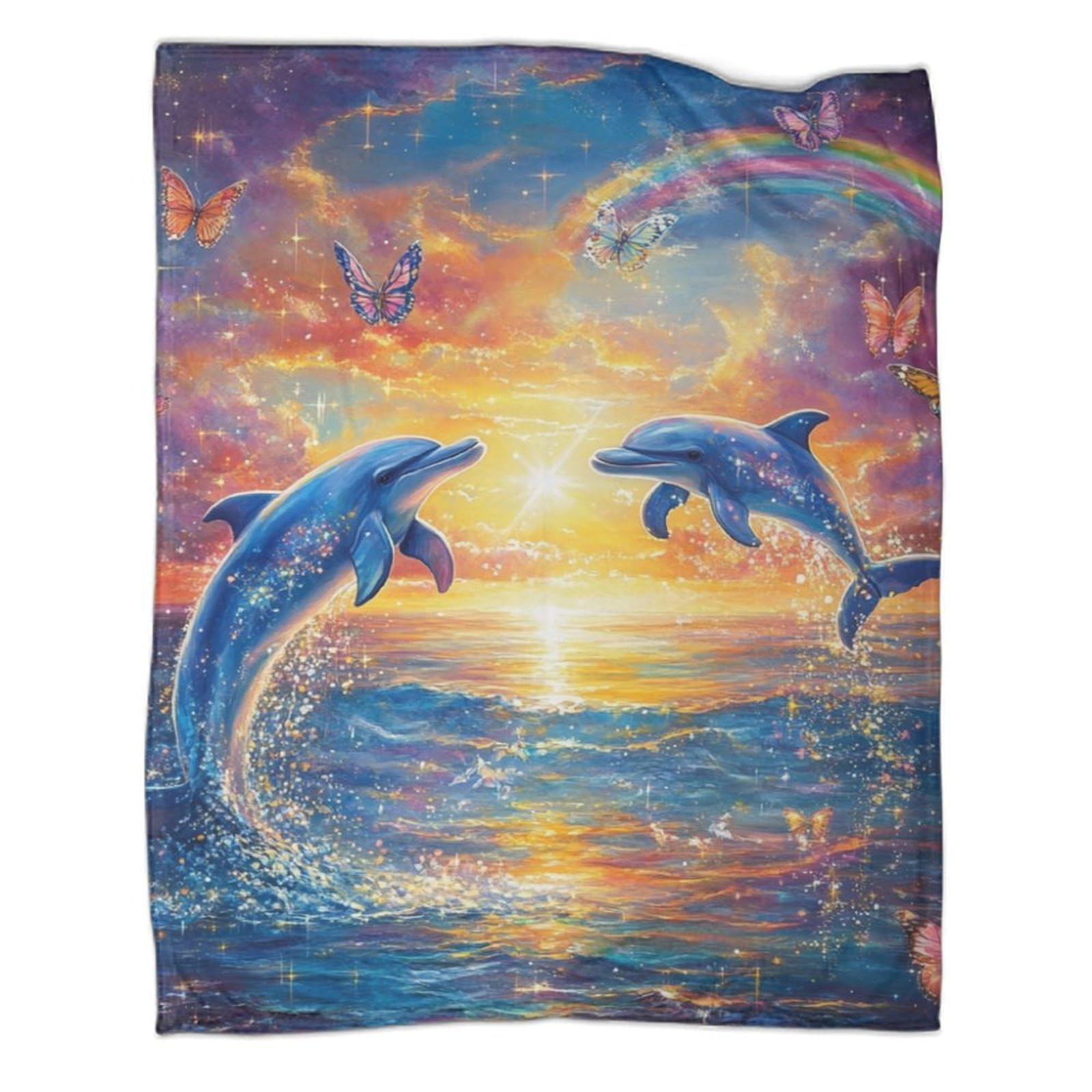 Couverture dauphin pour canapé et bureau | Douceur et chaleur adulte 100x130 cm