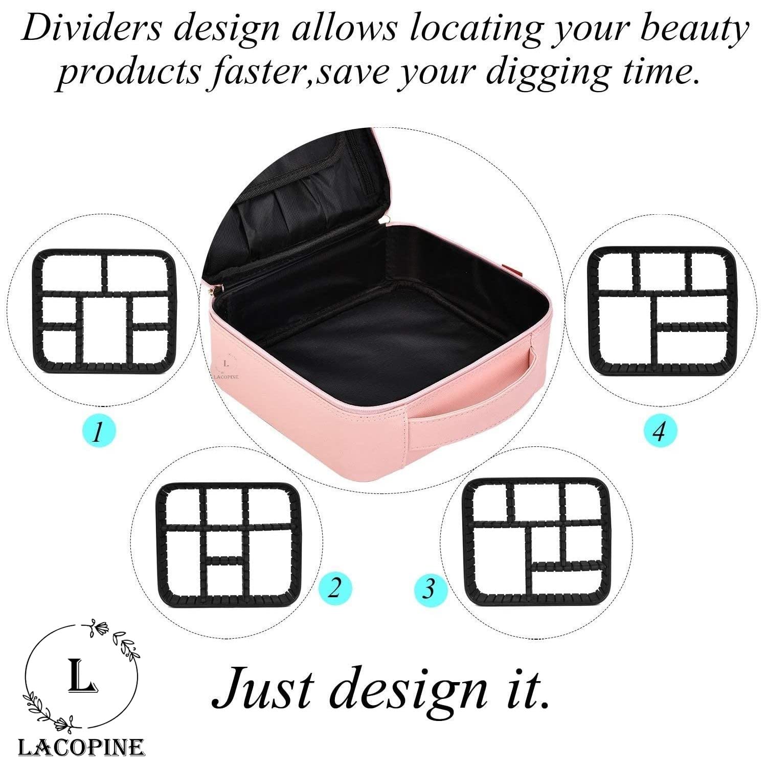 LACOPINE Portable Makeup Bag EVA Professional Makeup Artist Bag Makeup Train Case Makeup Organizer Bag for Travel and Home Use (Baby Pink, 10 INCH (1 Layer)) 1