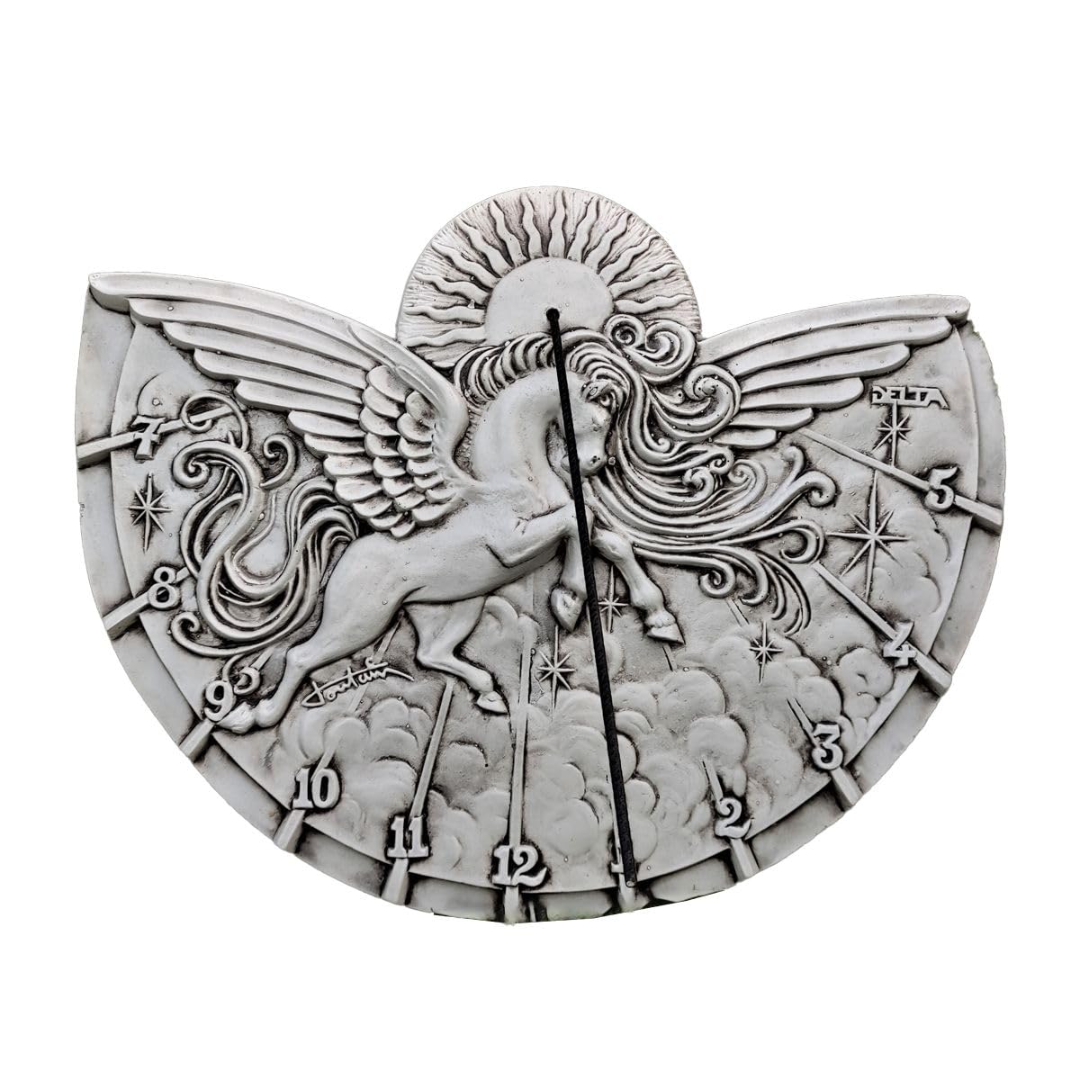 AnaParra Reloj de Sol 56x70x4cm. | Decoracion jardín | Solar Pegaso | para Exterior | Reloj de Sol Pegaso de hormigón Piedra. Peso 23Kg.