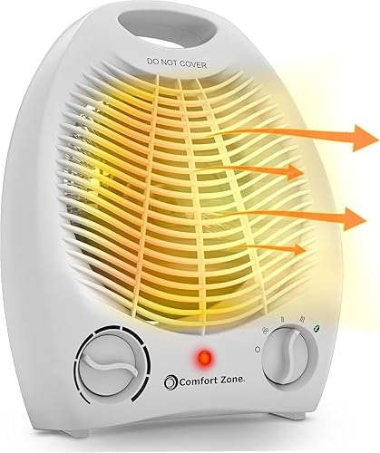 Comfort Zone Calentador de espacio portátil forzado por ventilador eléctrico con termostato ajustable, sensor de sobrecalentamiento, interruptor de