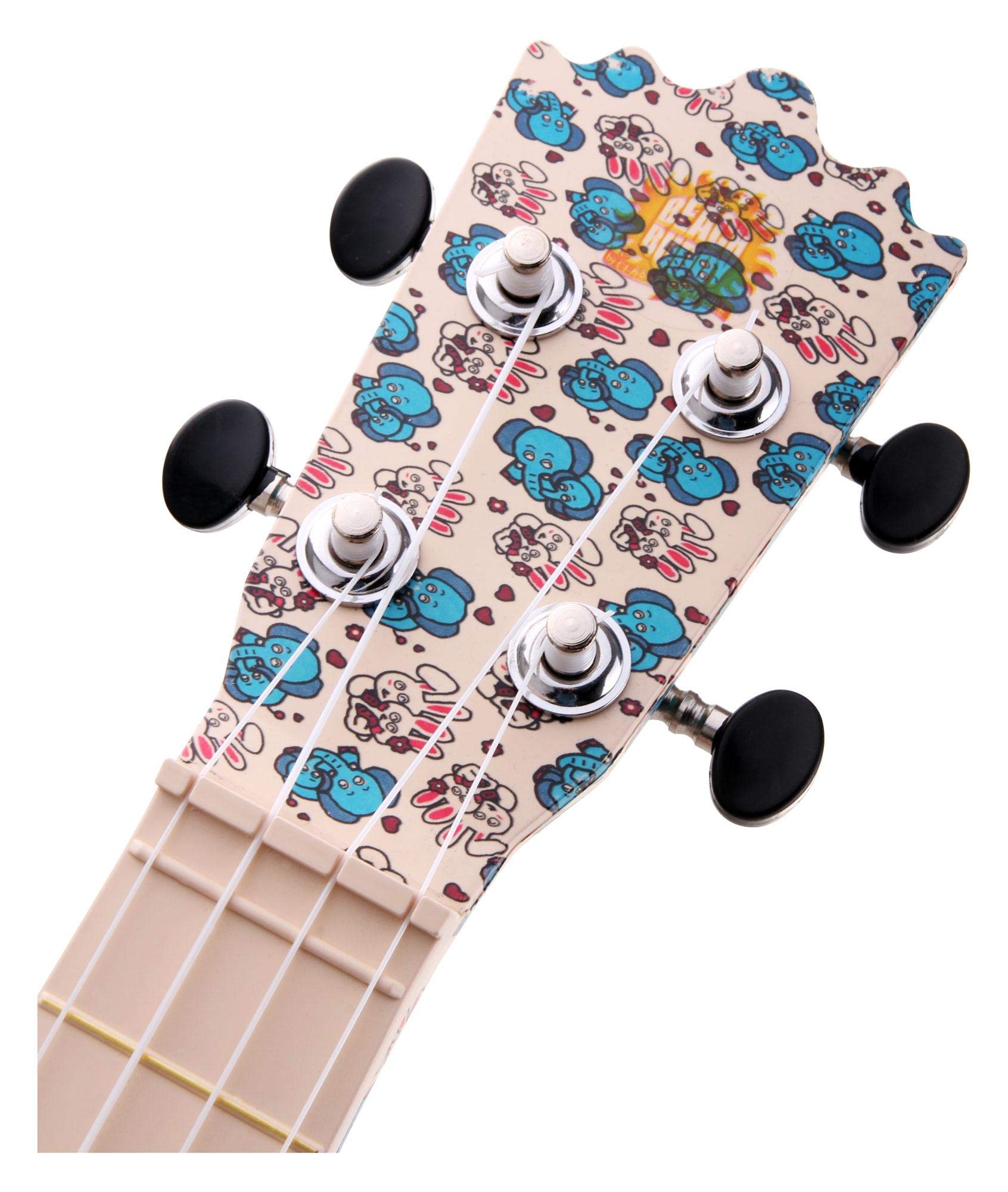Classic Cantabile BeachBuddy Sunny Zoo Ukulele Set incl. Accordatore | Classic Cantabile Ukulele Soprano, Resiste a umidità e sbalzi di temperatura, Scala soprano, 12 tasti, Design originale
