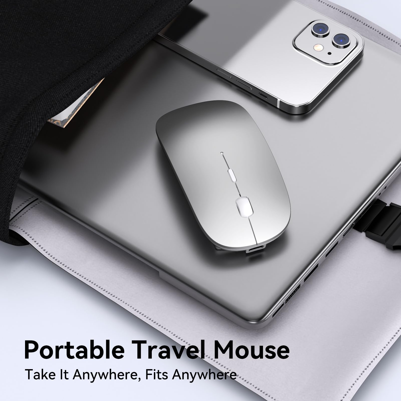 RaceGT Mouse Wireless USB C+USB A, Ricaricabile Mouse senza fili Silenzioso 2.4G ultra sottile con 2 ricevitori per PC, Laptop,IPAD, MacBook Air/Pro